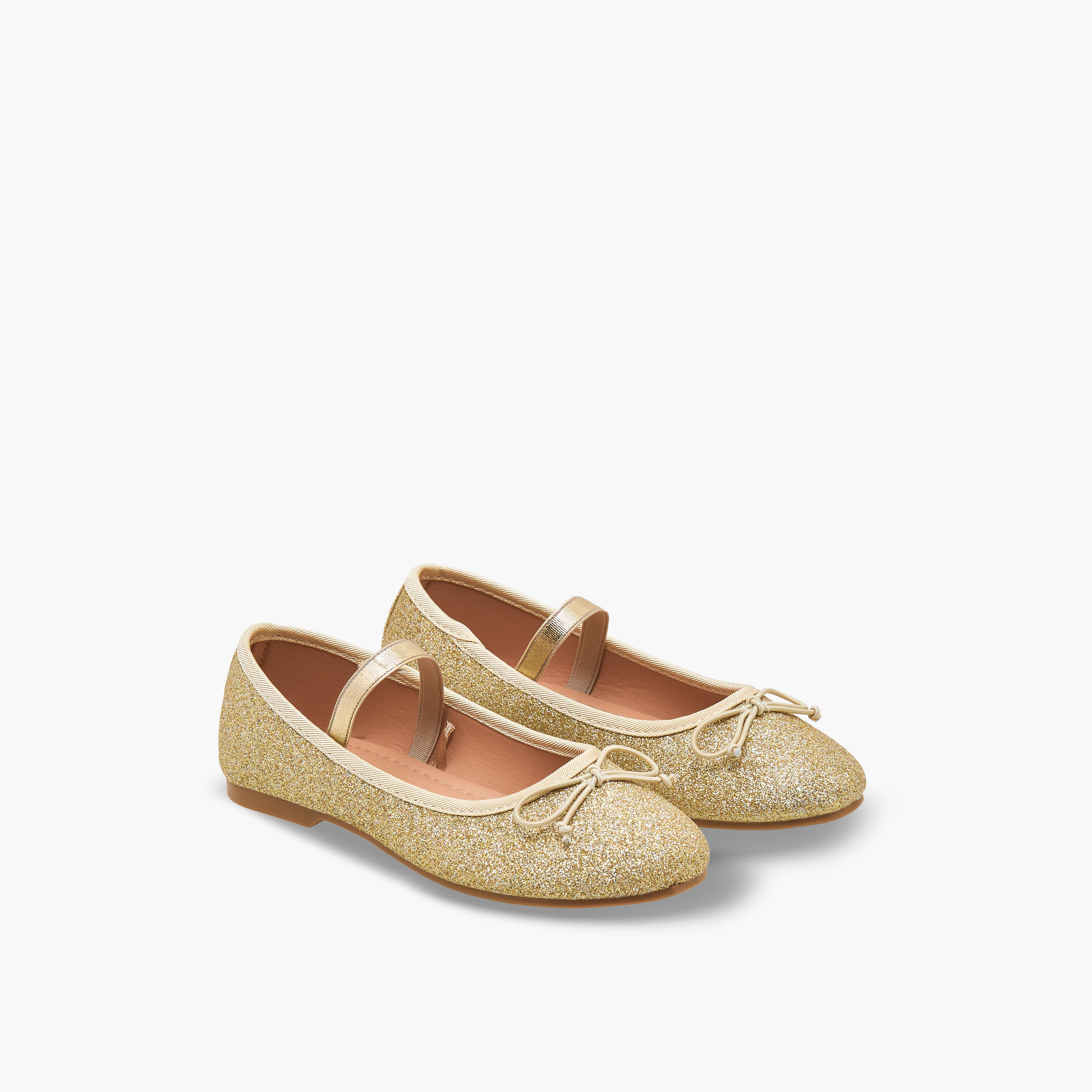Juniors Girls Glitter Textured Ballerina Shoes-girls-shoes-ballerinas-image-1
