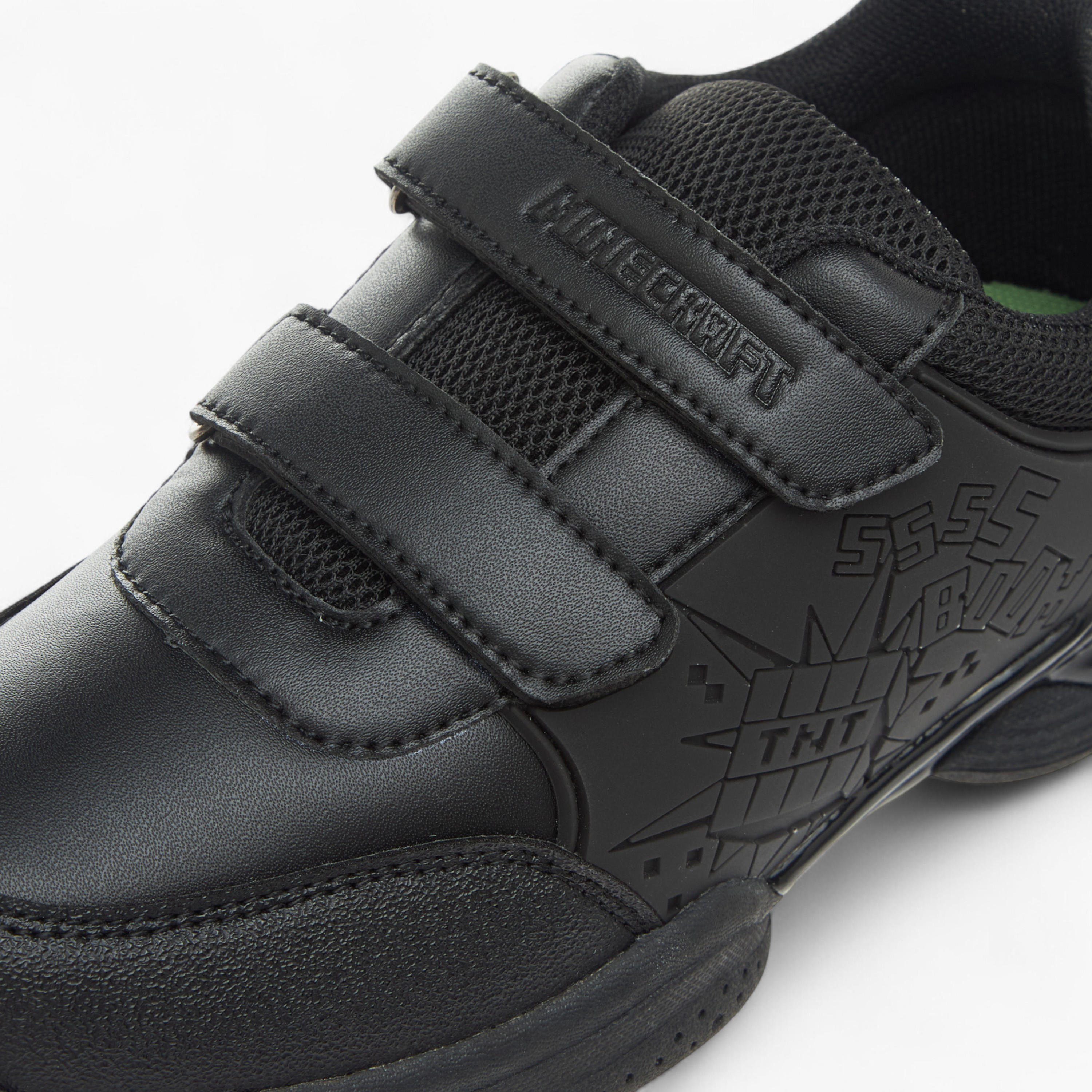 Minecraft Panelled School Shoes with Hook and Loop Closure-girls-shoes-schoolshoes-image-4