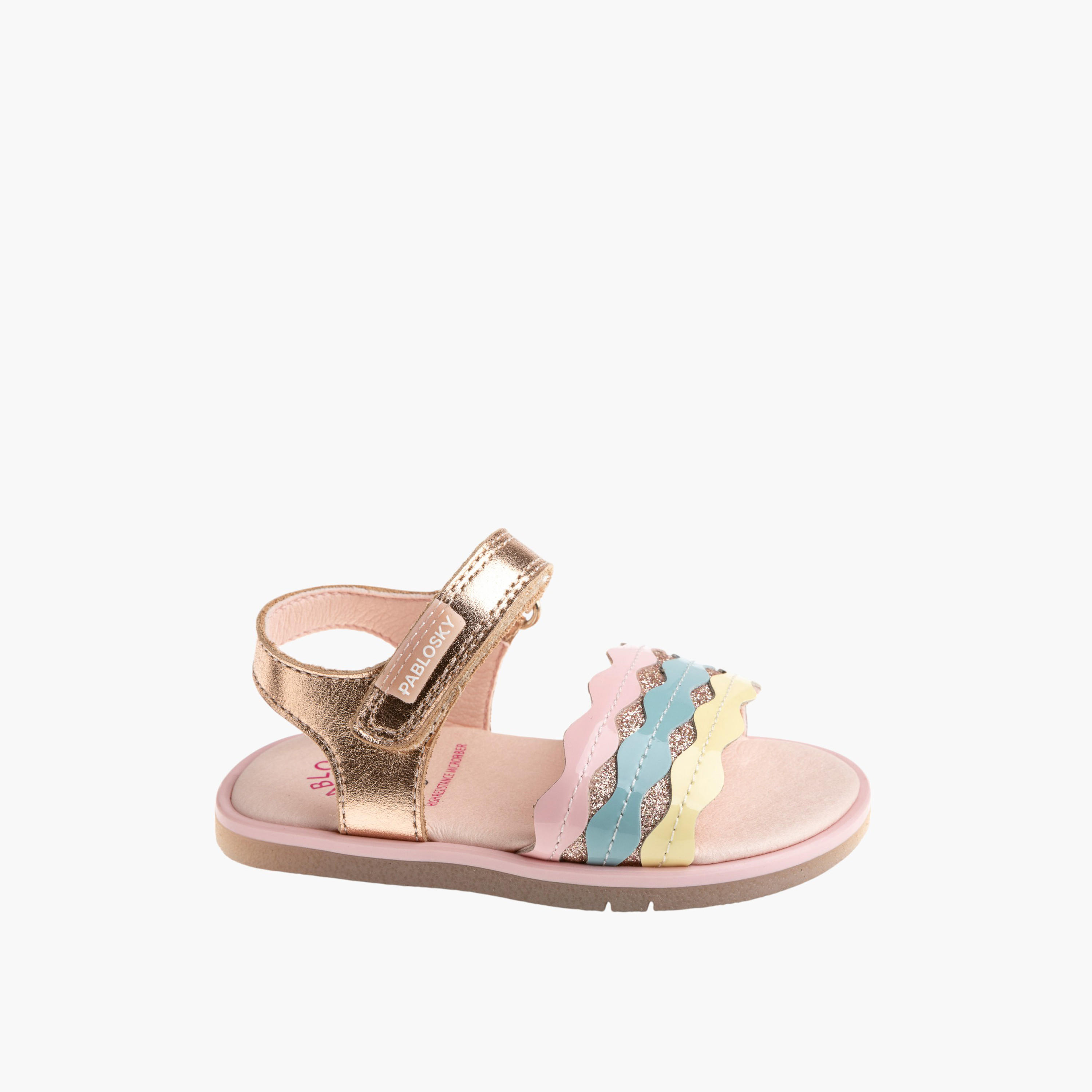 Pablosky Girls' Strap Sandals with Hook and Loop Closure-baby-girls-shoes-sandals-image-1