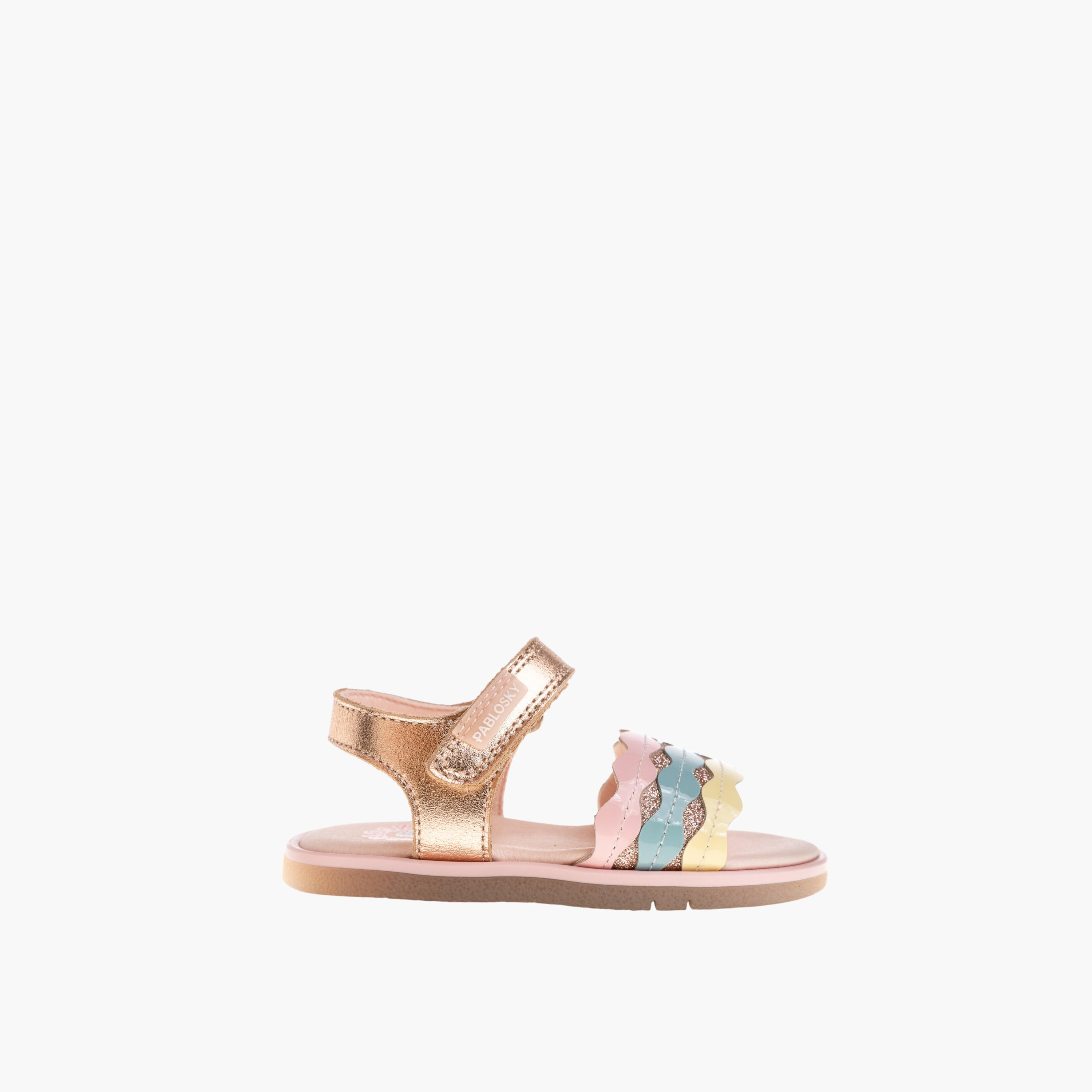 Pablosky Girls' Strap Sandals with Hook and Loop Closure-baby-girls-shoes-sandals-image-2