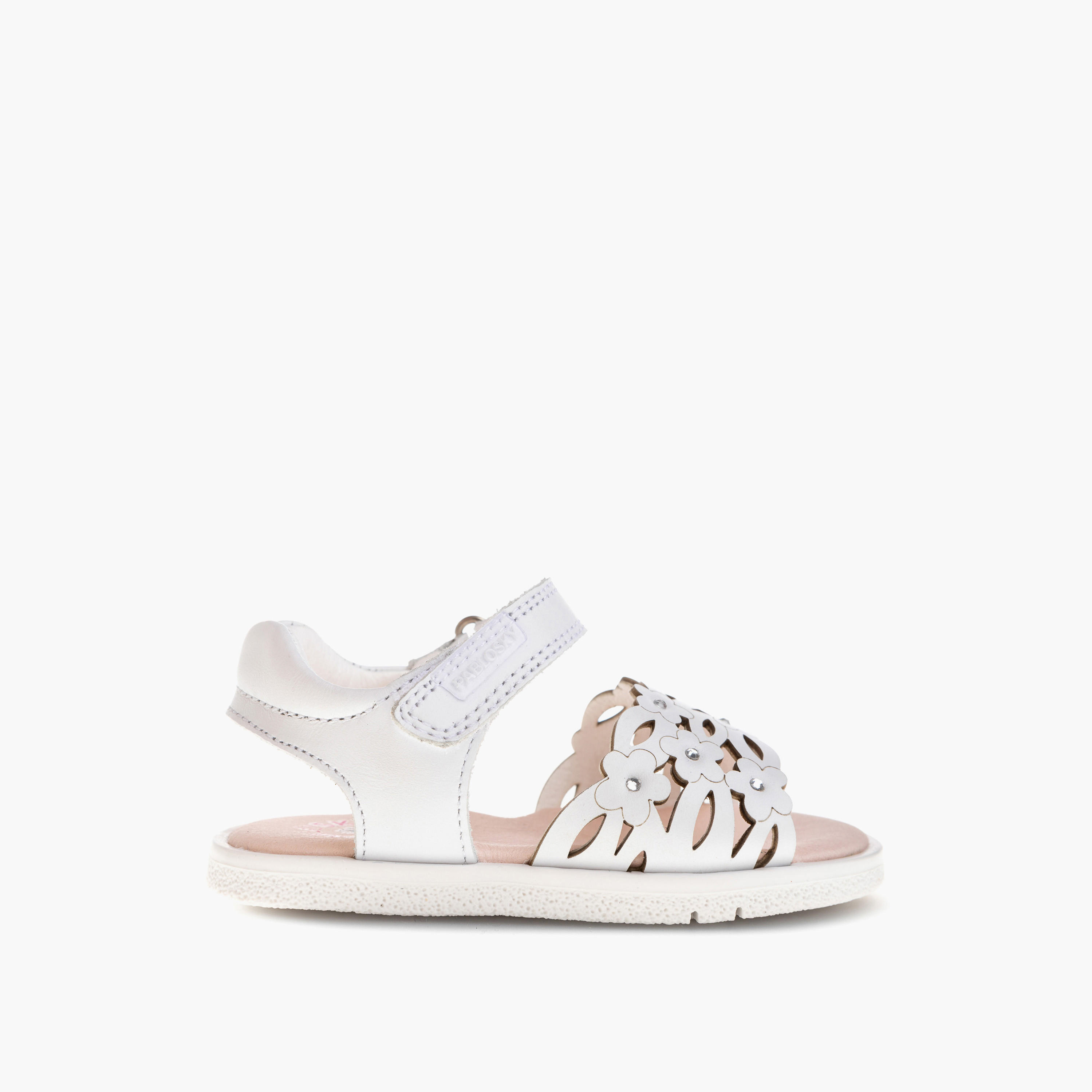 Pablosky Girls' Flower Accent Sandals with Hook and Loop Closure-baby-girls-shoes-sandals-image-2