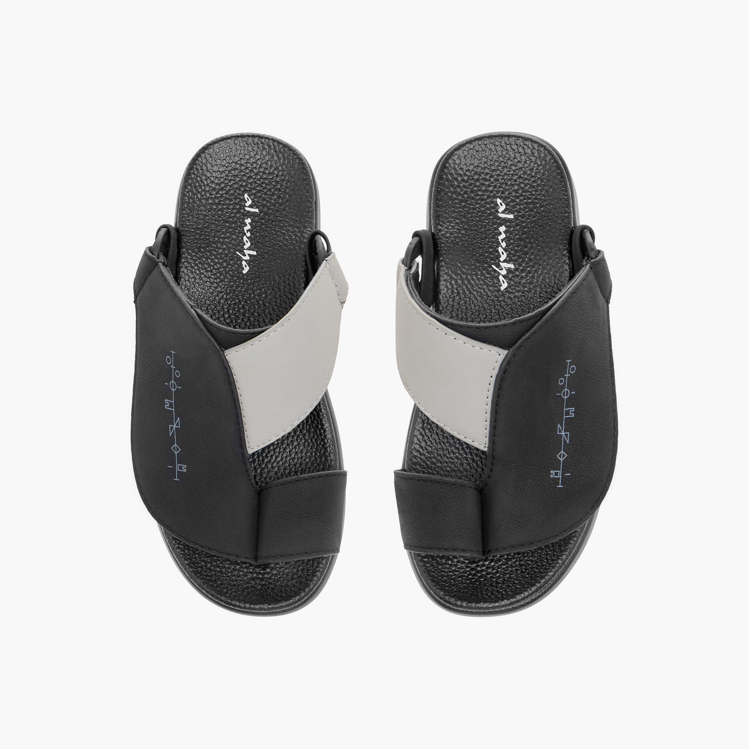 Al Waha Embroidered Slip-On Arabic Sandals with Toe Loop Detail-boys-shoes-sandals-image-1