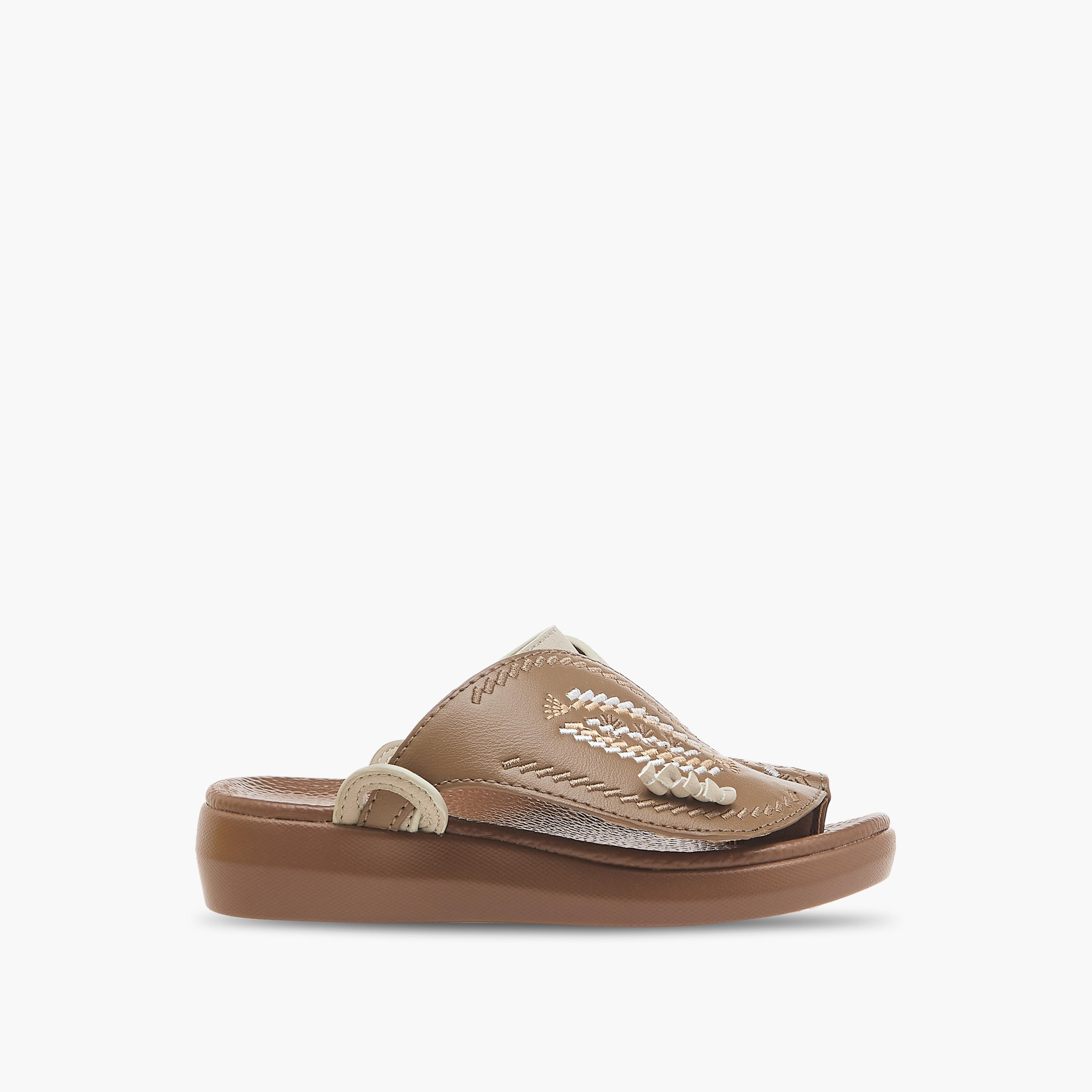 Al Waha Embroidered Slip-On Arabic Sandals with Toe Loop Detail-boys-shoes-sandals-image-2