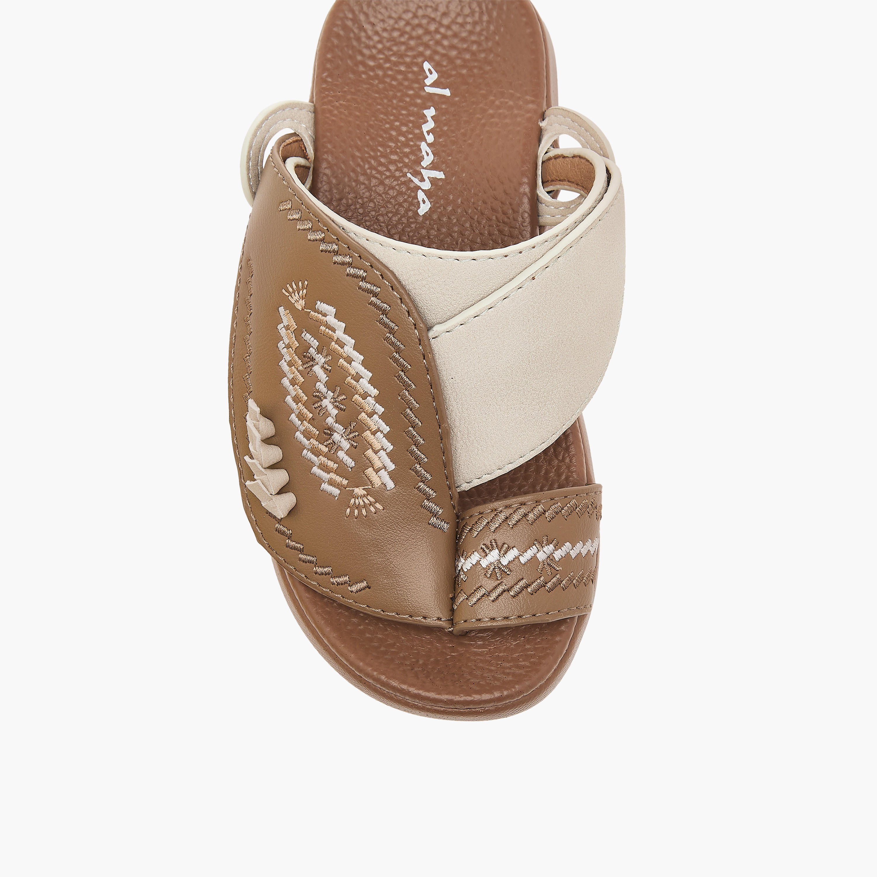 Al Waha Embroidered Slip-On Arabic Sandals with Toe Loop Detail-boys-shoes-sandals-image-3