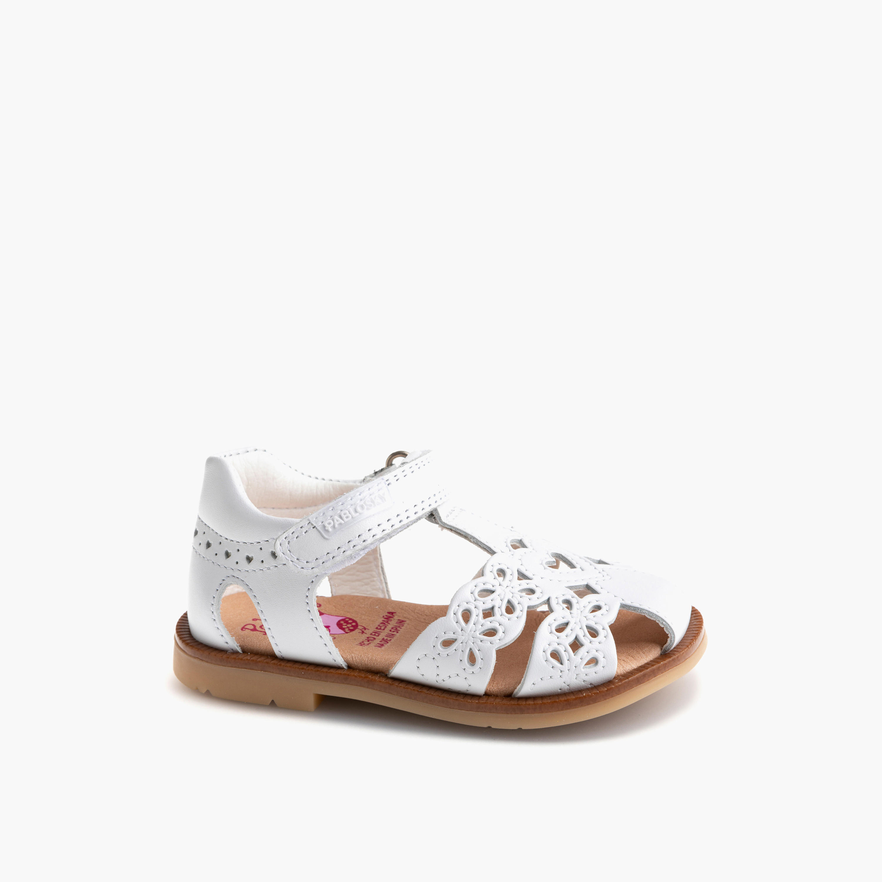 Pablosky Girls' Cutout Detail Strap Sandals with Hook and Loop Closure-baby-girls-shoes-sandals-image-1