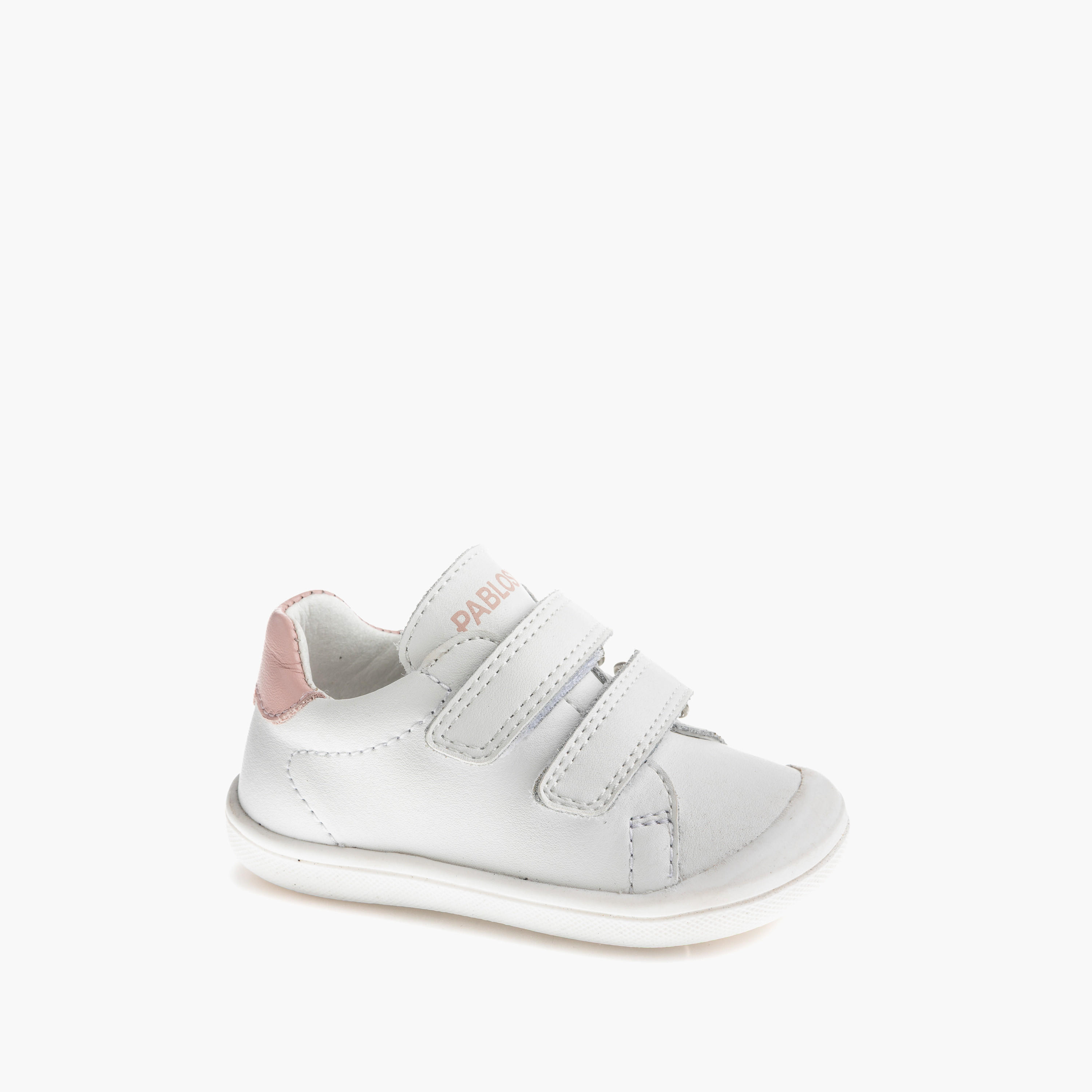 Pablosky Leather Ankle Sneakers with Hook & Loop Closure-baby-girls-shoes-closedshoes-image-1