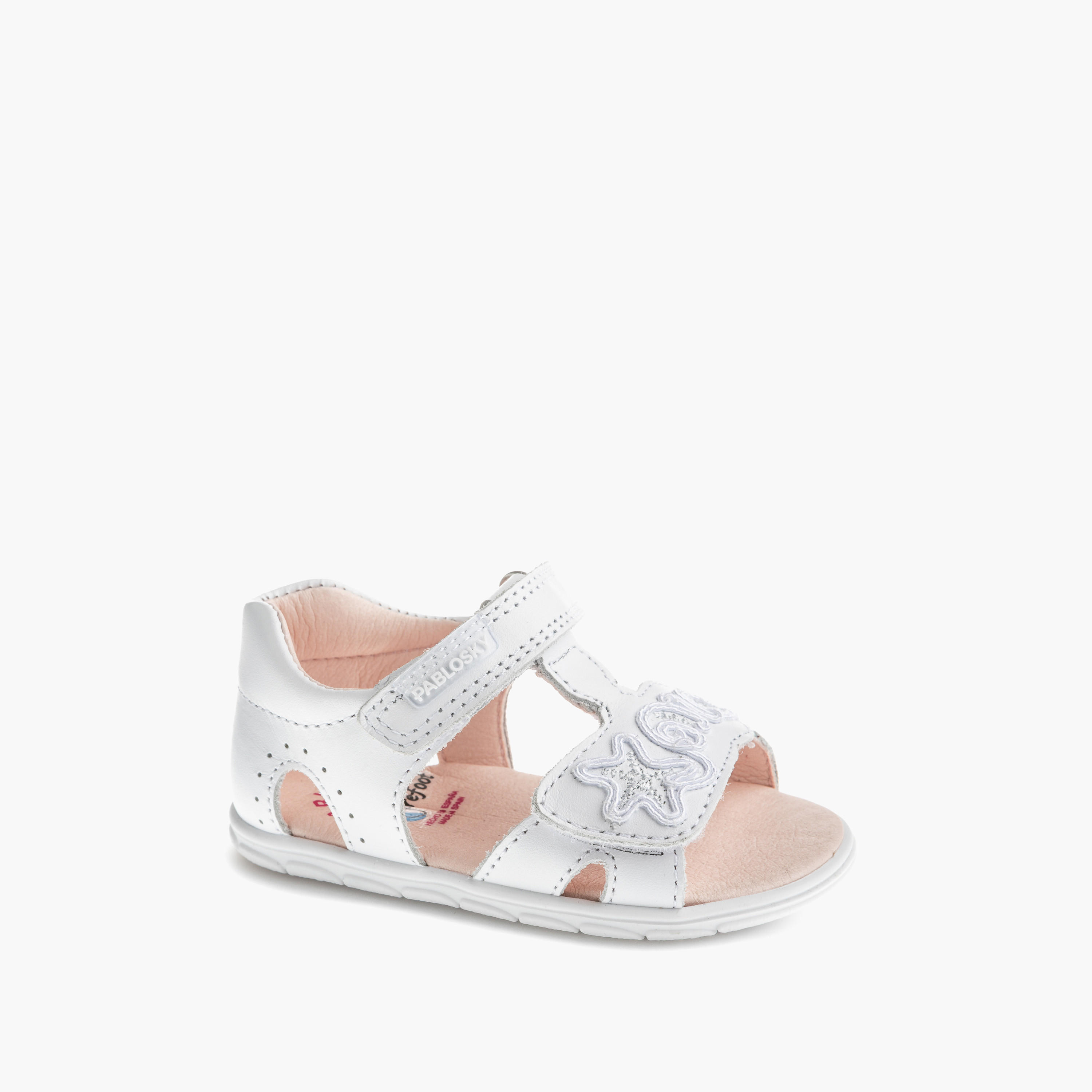 Pablosky Leather Strap Sandals with Hook & Loop Closure-baby-girls-shoes-sandals-image-1