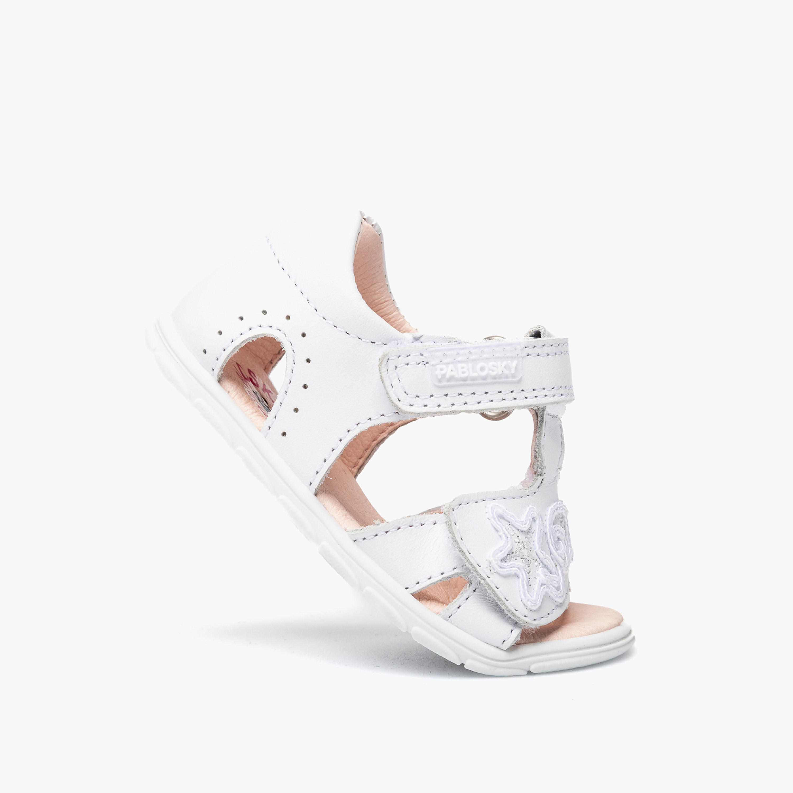 Pablosky Leather Strap Sandals with Hook & Loop Closure-baby-girls-shoes-sandals-image-5