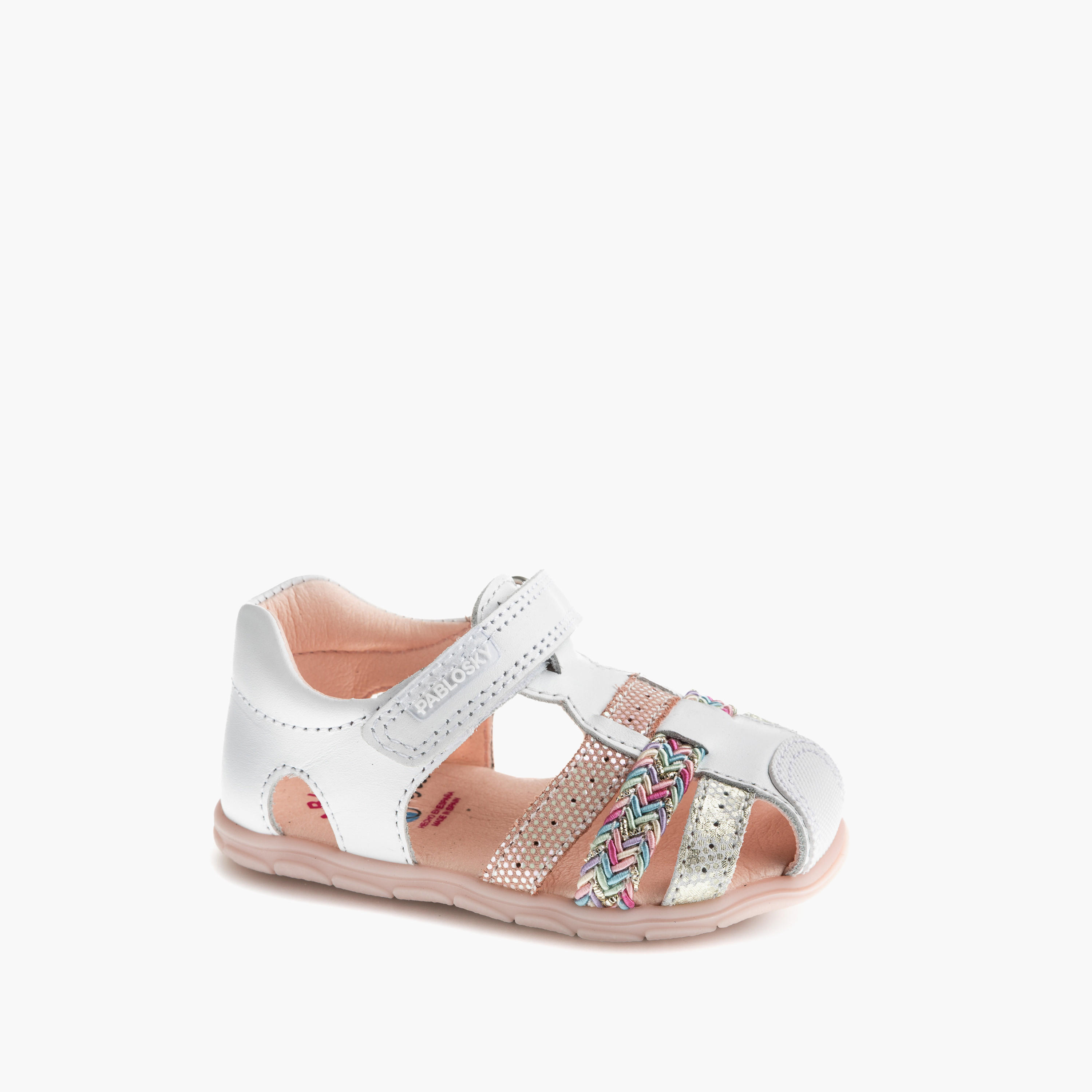 Pablosky Leather Comfort Sandals with Hook & Loop Closure-baby-girls-shoes-sandals-image-1