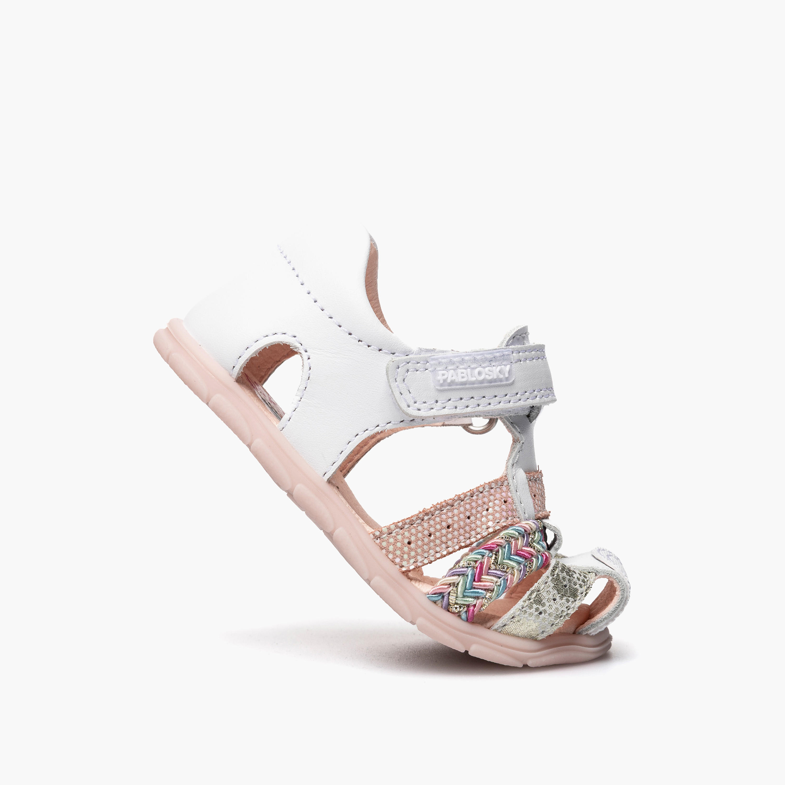 Pablosky Leather Comfort Sandals with Hook & Loop Closure-baby-girls-shoes-sandals-image-5