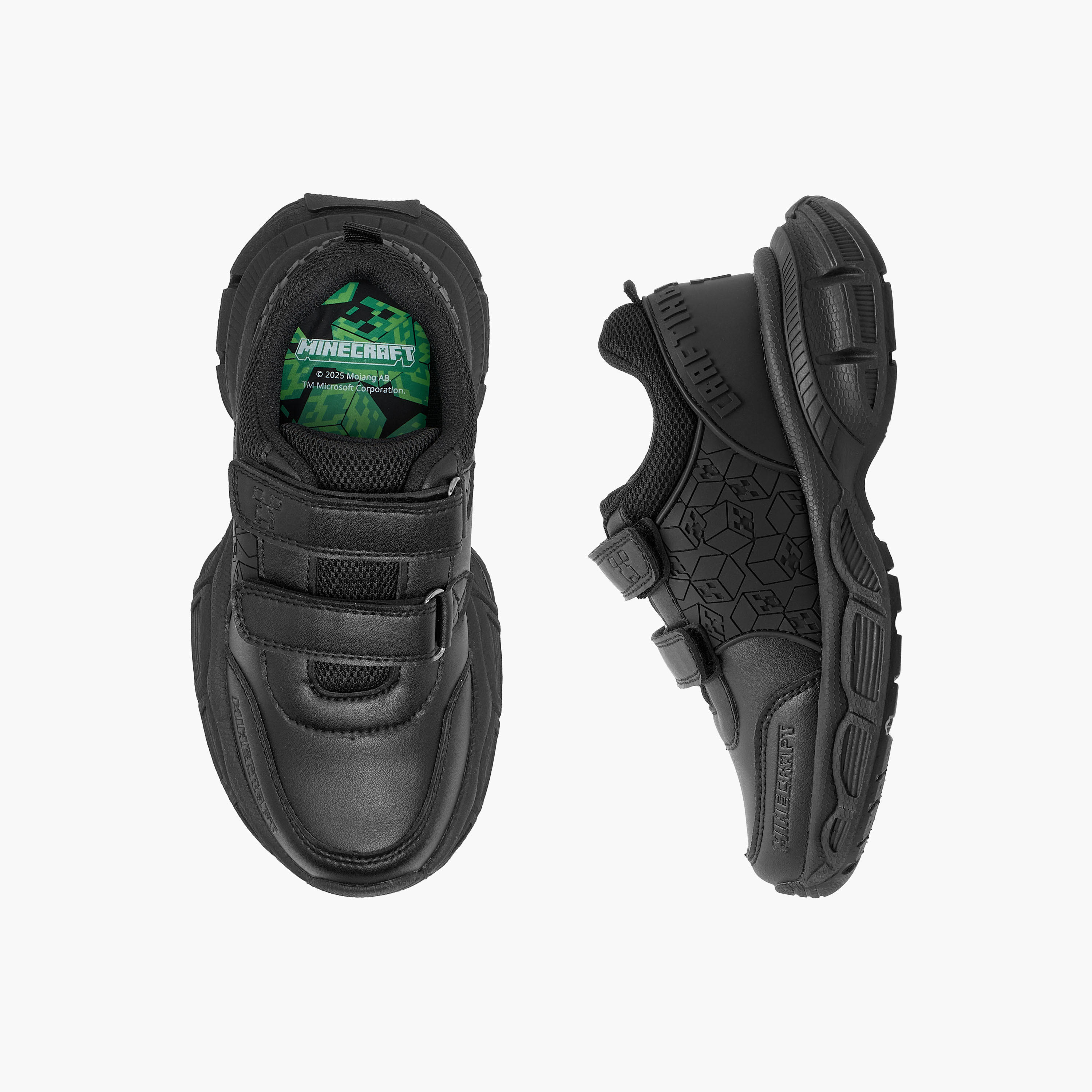 Minecraft Logo Embossed School Shoes with Hook and Loop Closure-girls-shoes-schoolshoes-image-1