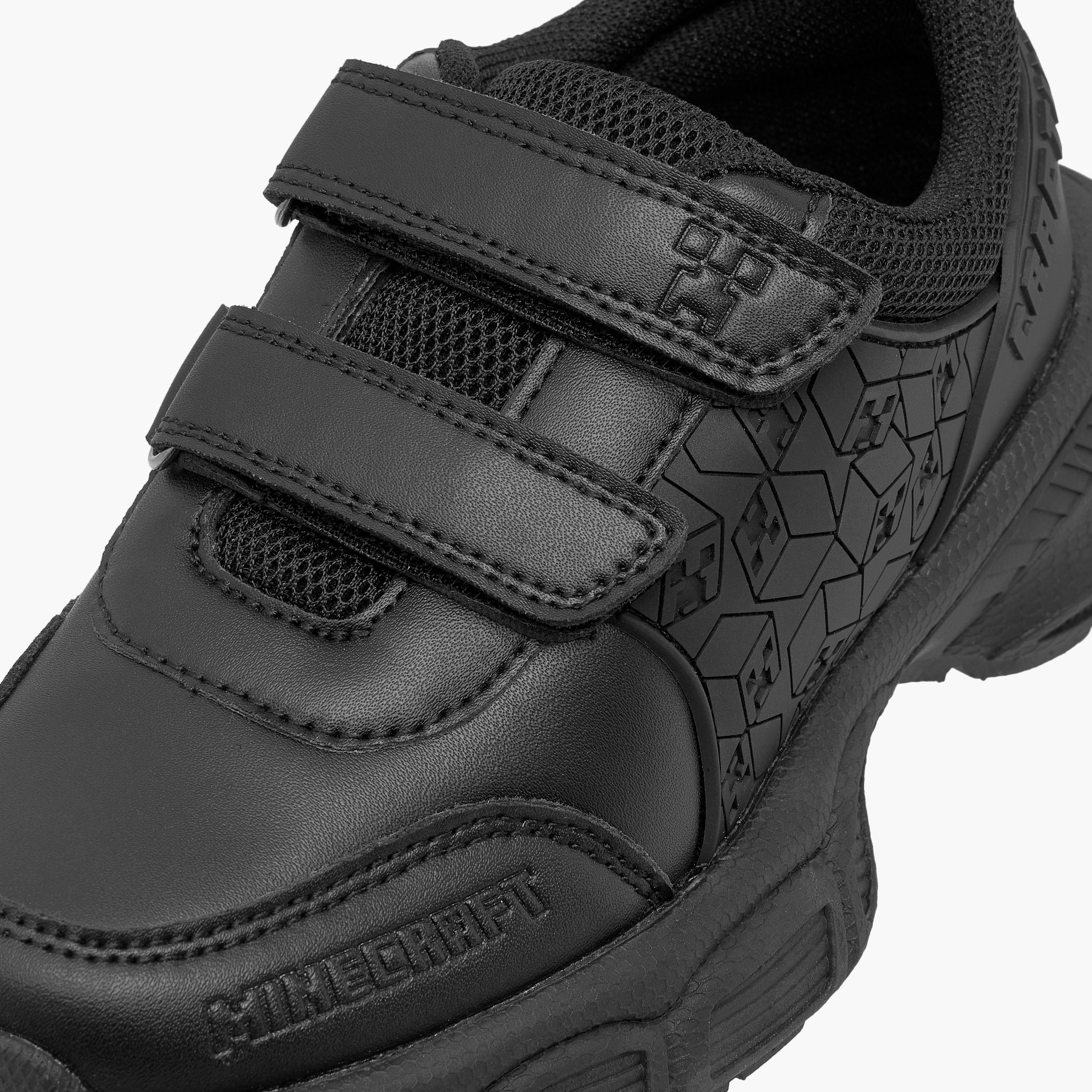 Minecraft Logo Embossed School Shoes with Hook and Loop Closure-girls-shoes-schoolshoes-image-4