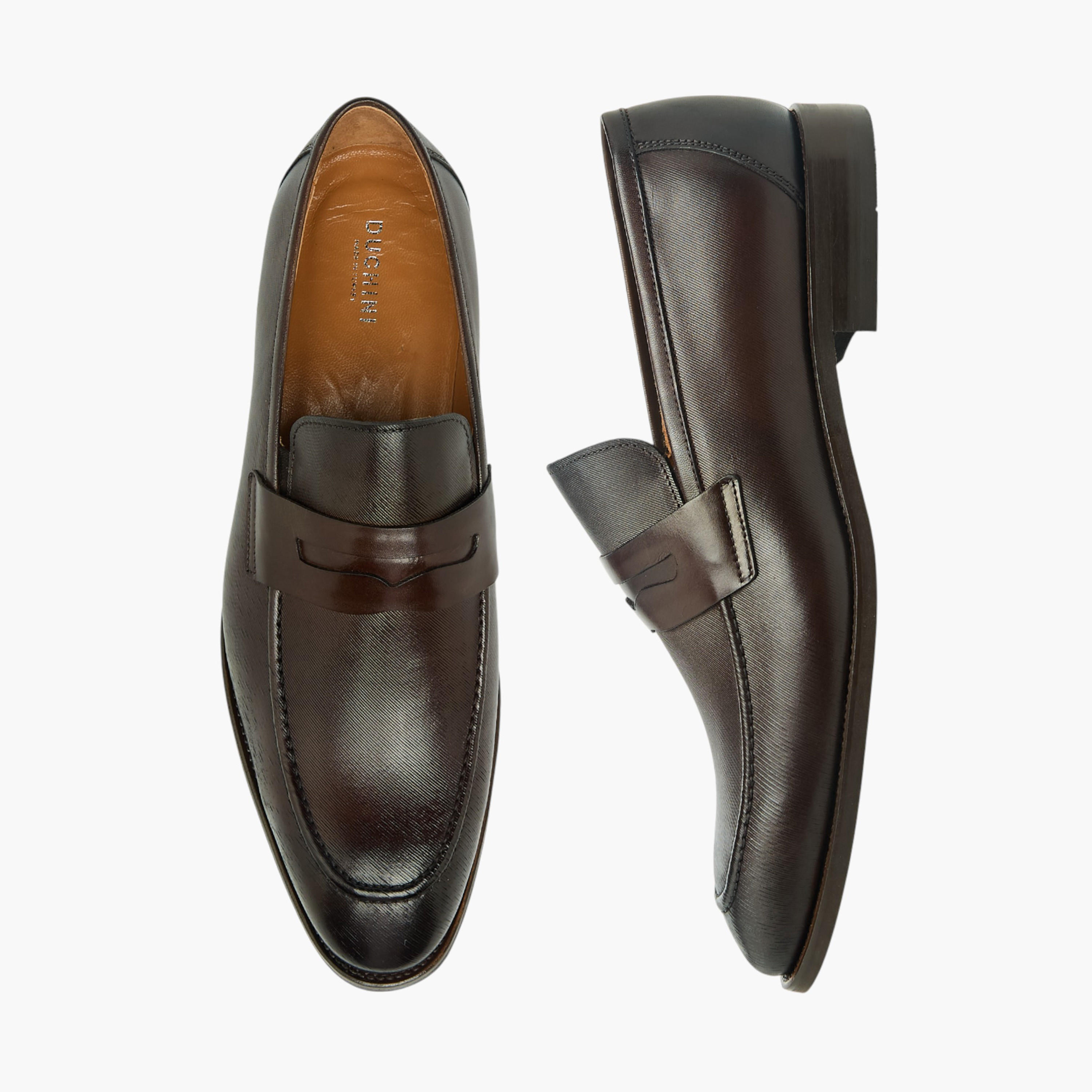 Duchini Men Textured Genuine Leather Loafers-men-shoes-loafersandmoccasins-image-1