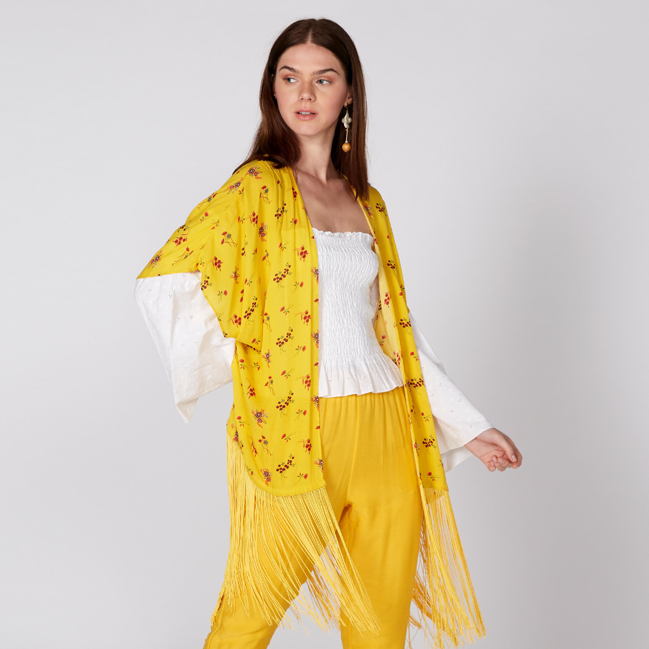Printed Open Front Long Line Shrug with Fringes-women-winterwear-cardigansandjumpers-cardigans-image-3