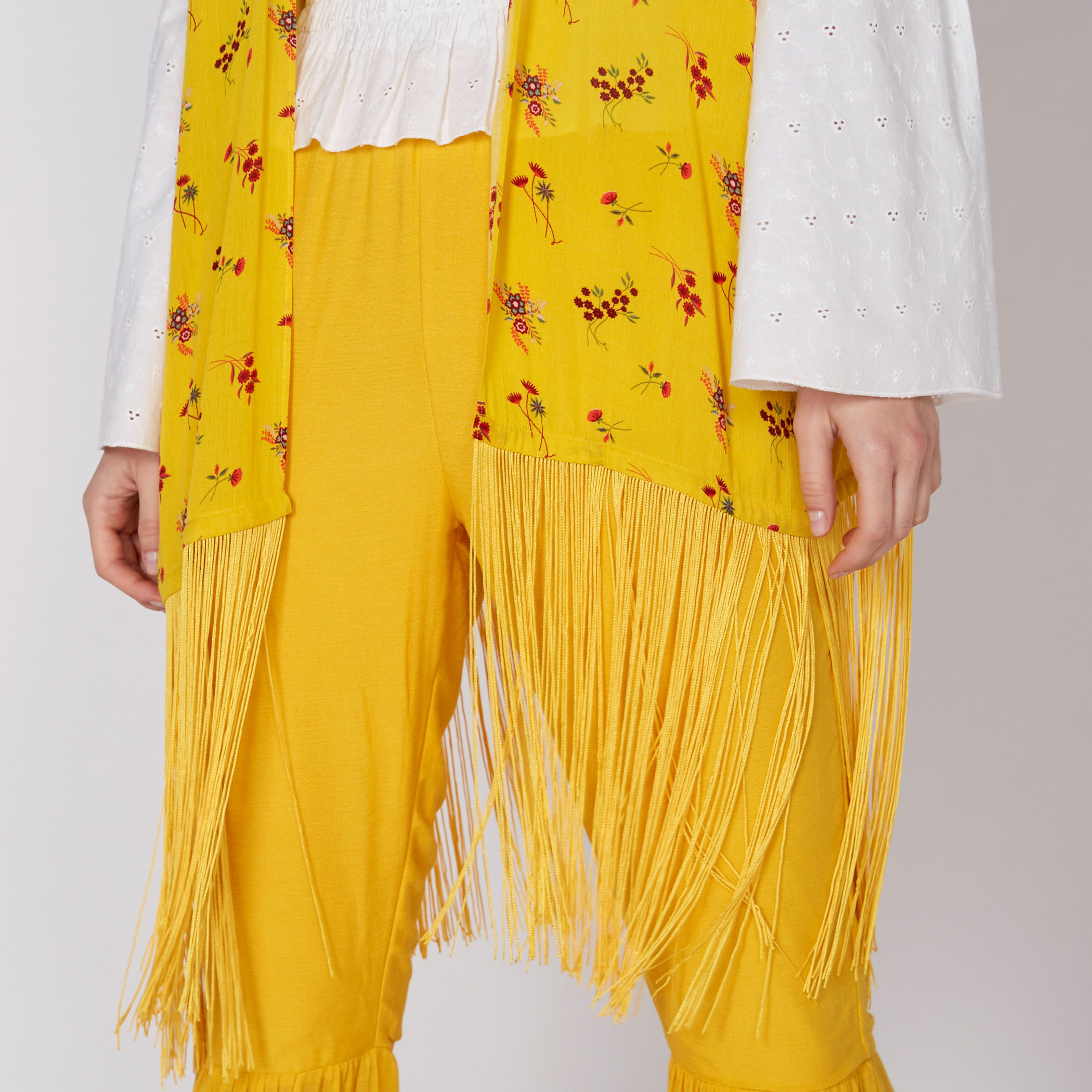 Printed Open Front Long Line Shrug with Fringes-women-winterwear-cardigansandjumpers-cardigans-image-4