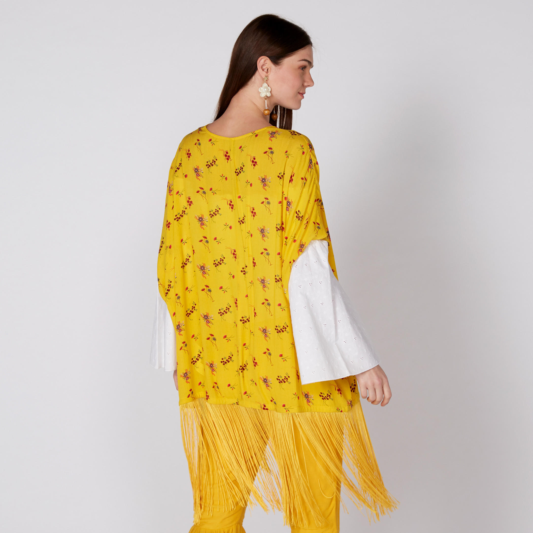 Printed Open Front Long Line Shrug with Fringes-women-winterwear-cardigansandjumpers-cardigans-image-5