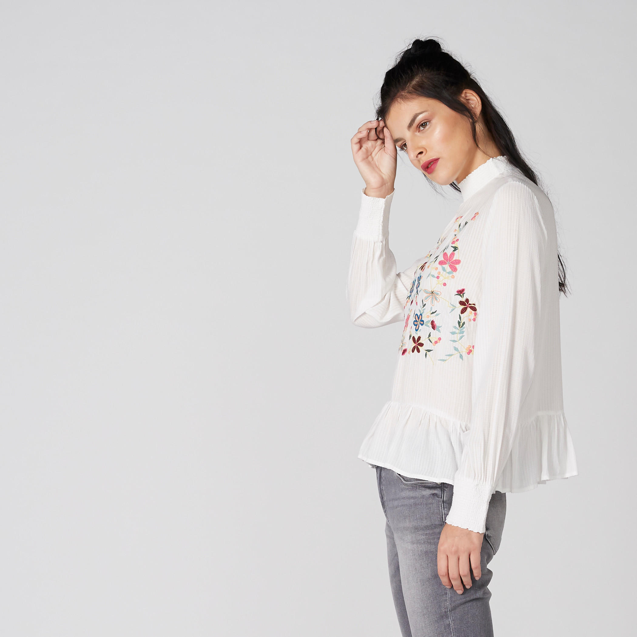 Embroidered Peplum Top with High Neck and Long Sleeves-women-clothing-shirtsandblouses-blouses-image-3