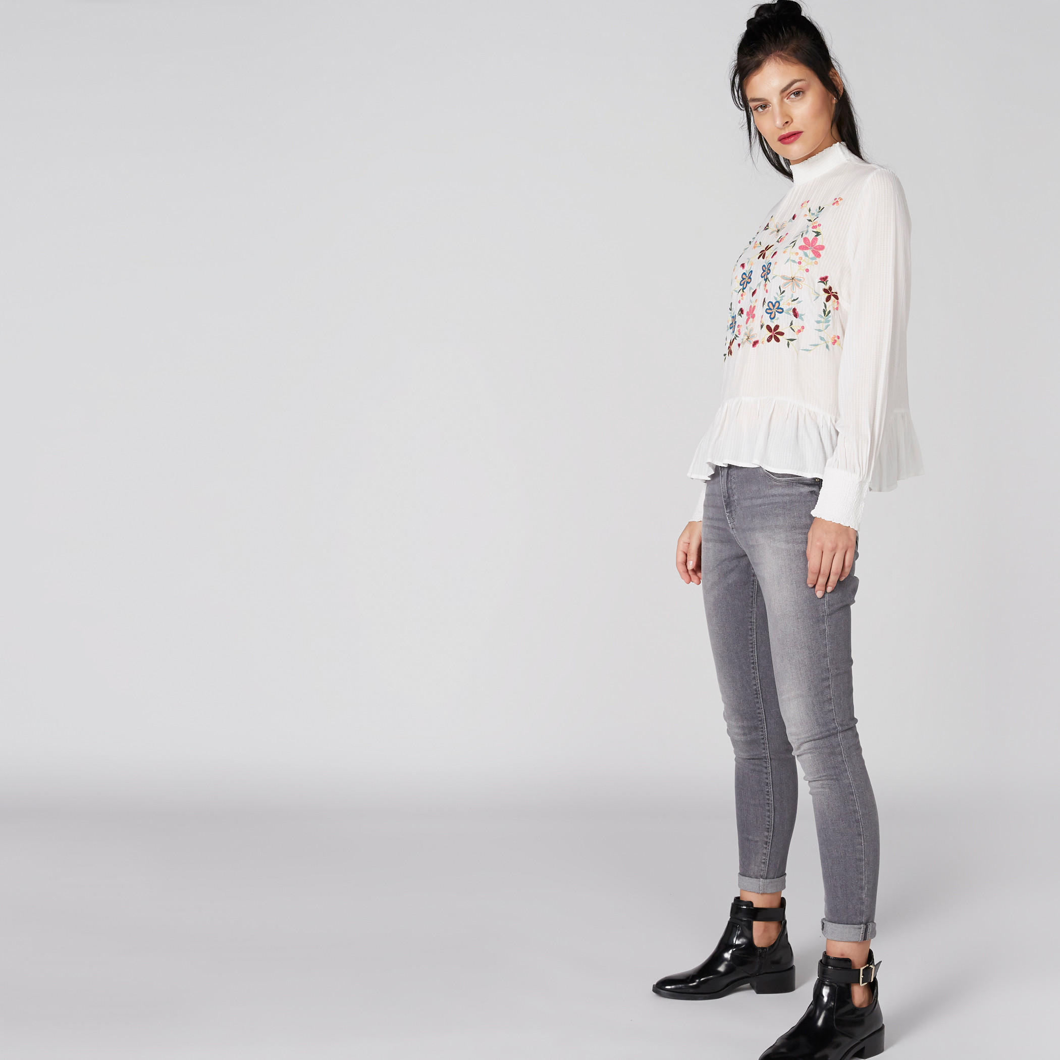 Embroidered Peplum Top with High Neck and Long Sleeves-women-clothing-shirtsandblouses-blouses-image-4
