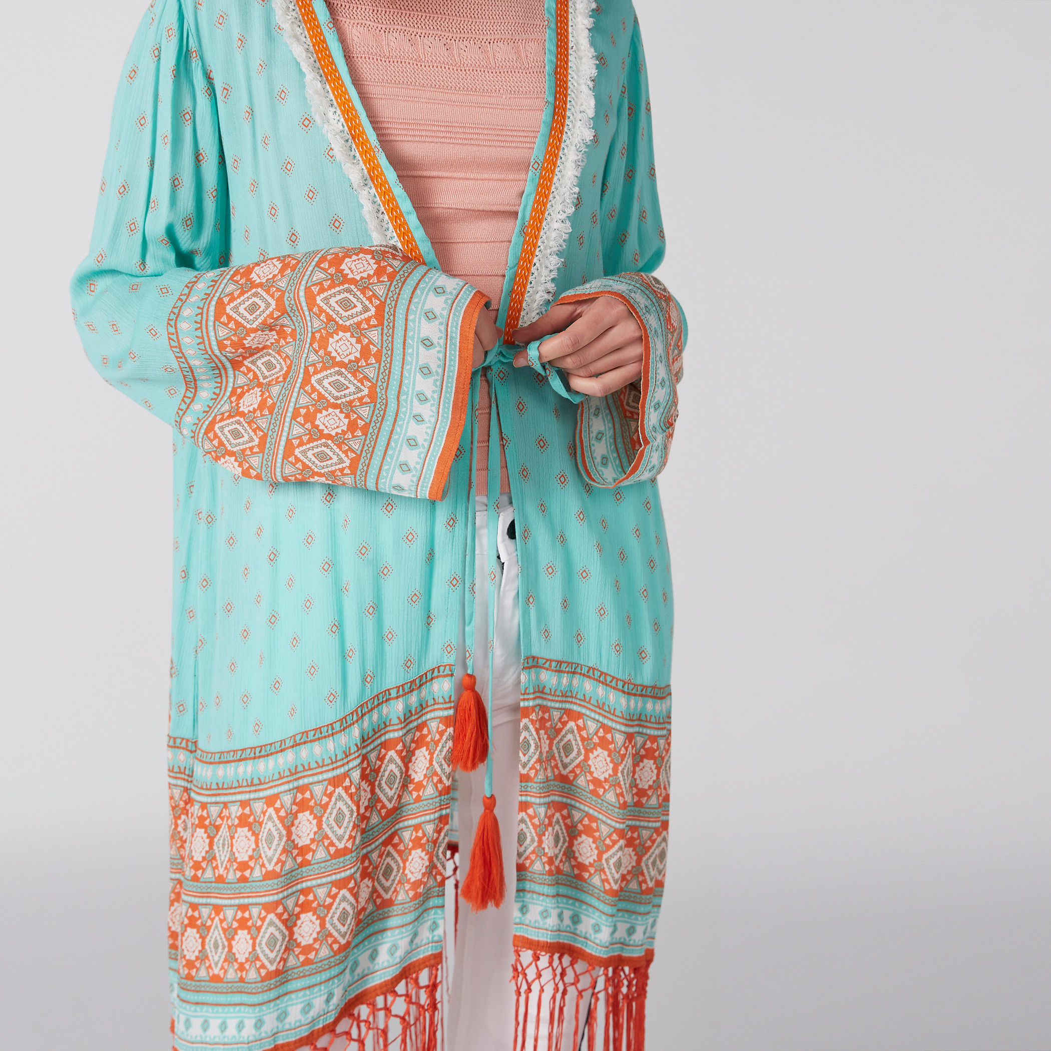 Printed Shrug with Long Flared Sleeves and Tassels-women-winterwear-cardigansandjumpers-cardigans-image-3