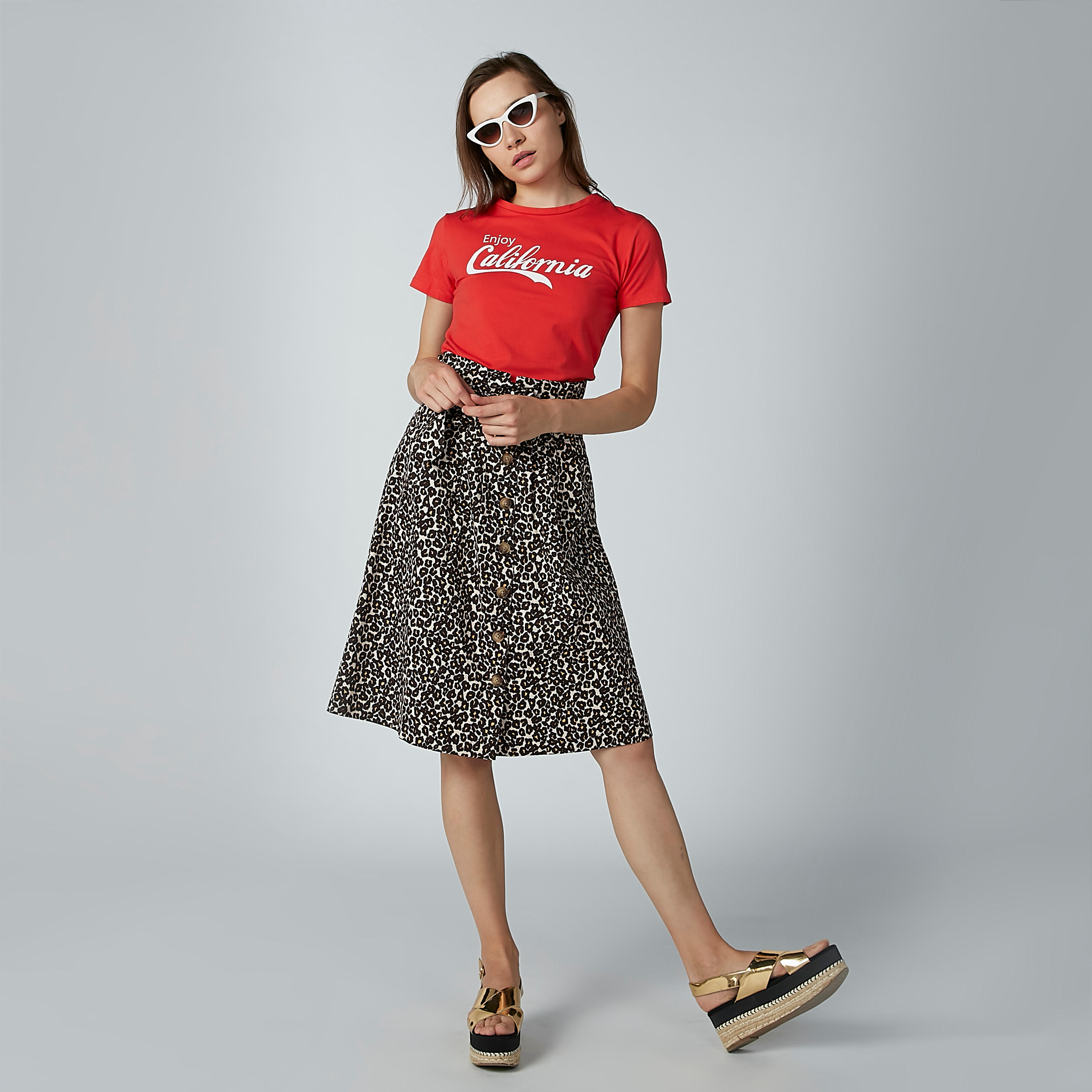 تنورة إيه لاين متوسطة الطول بأربطة وطبعات حيوانات-women-clothing-bottoms-skirts-image-2