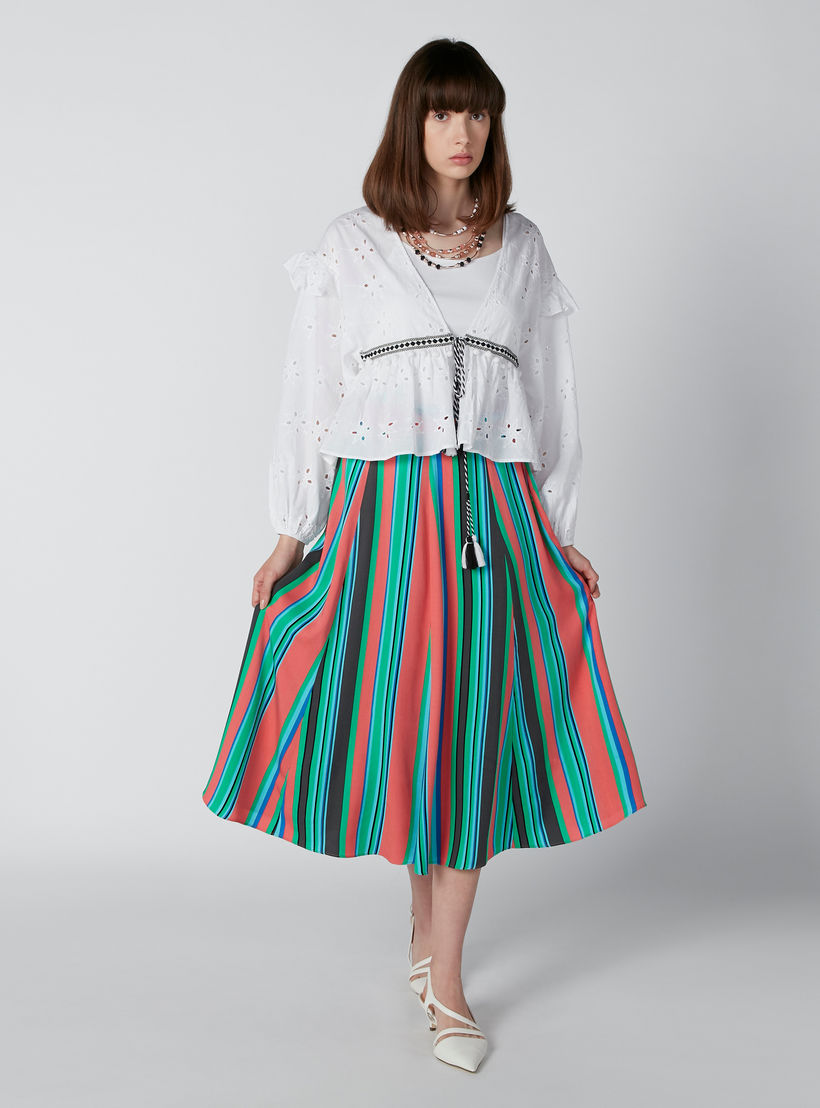 بلوزة بتفاصيل شيفلي ورباط-women-clothing-shirtsandblouses-blouses-image-4