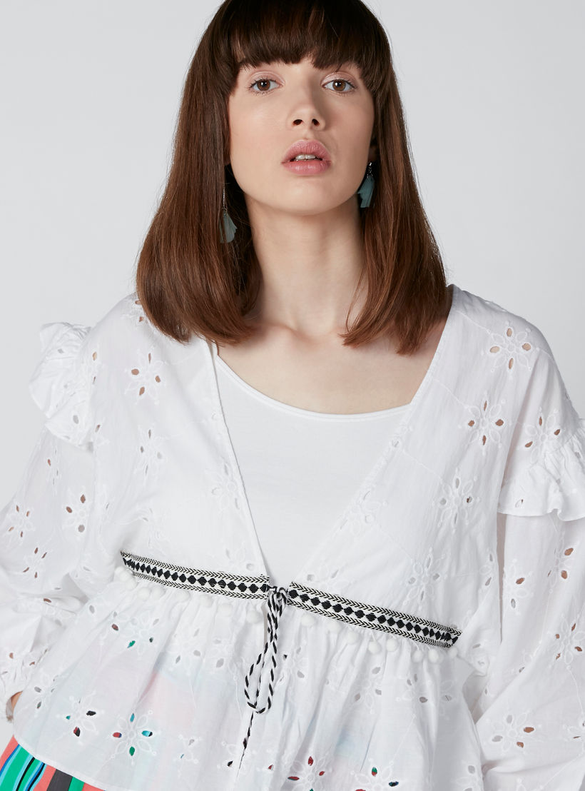 بلوزة بتفاصيل شيفلي ورباط-women-clothing-shirtsandblouses-blouses-image-5