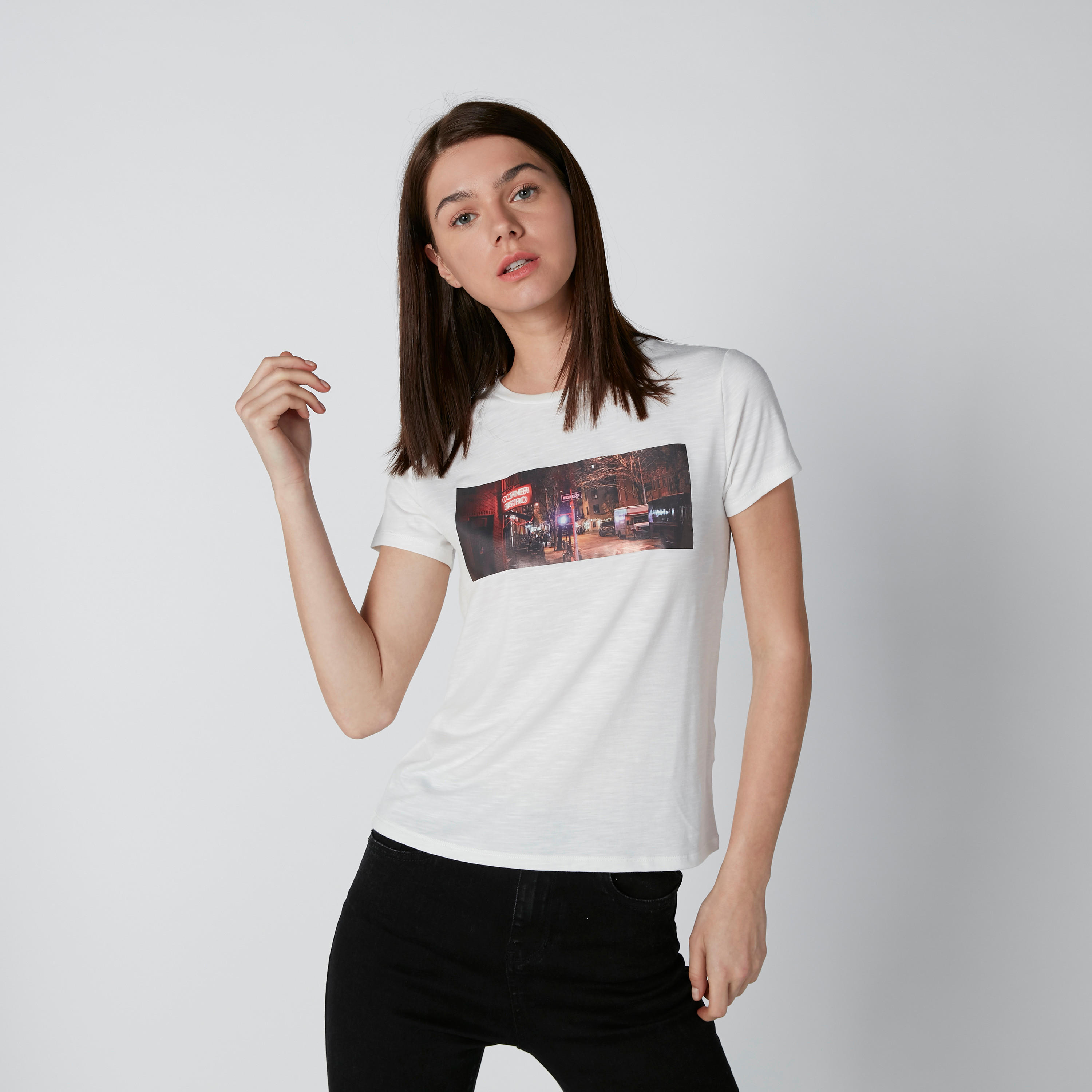 Printed T-shirt with Crew Neck and Short Sleeves-women-clothing-tshirts-image-3