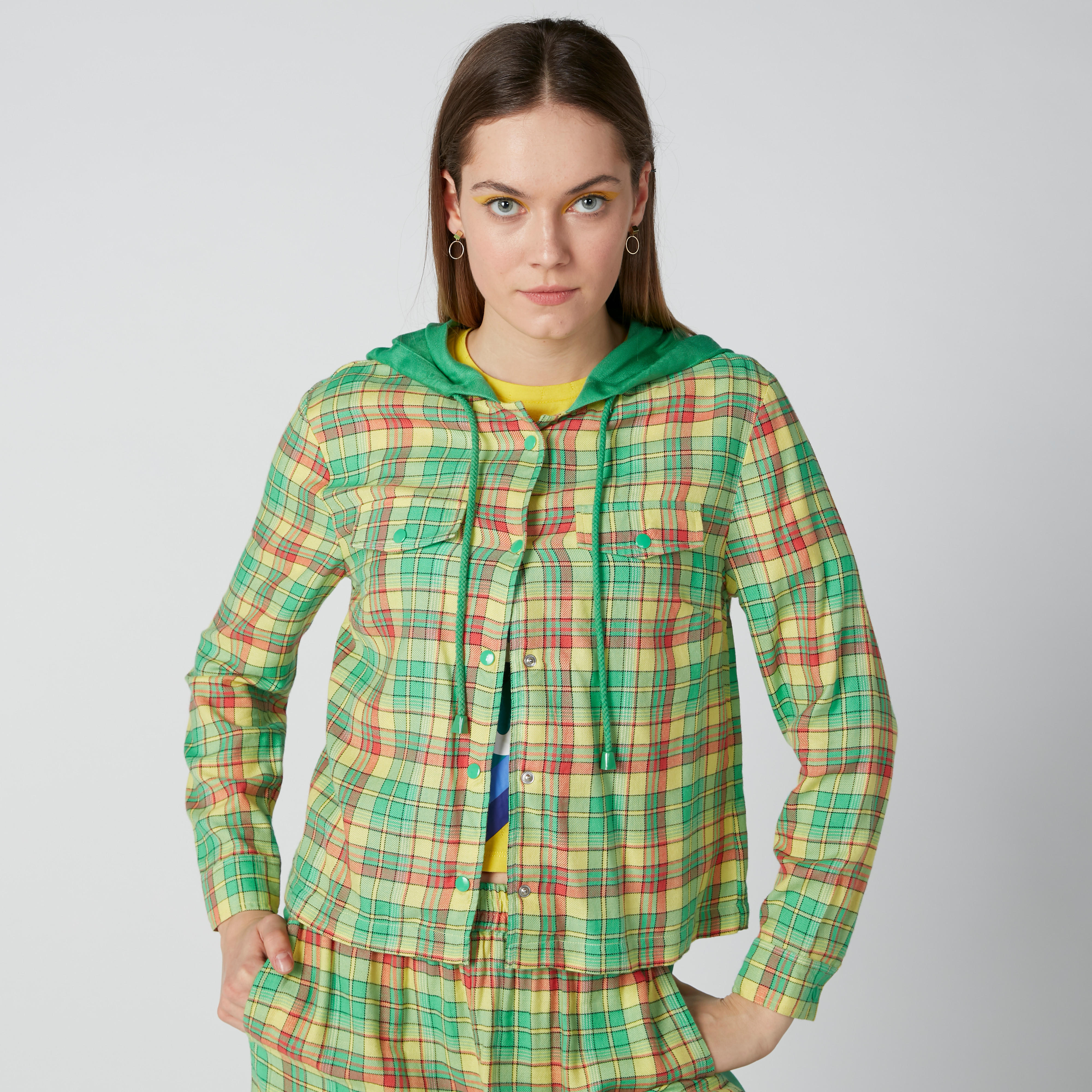 قميص كاروهات بأكمام طويلة وقبعة-women-clothing-shirtsandblouses-shirts-image-1