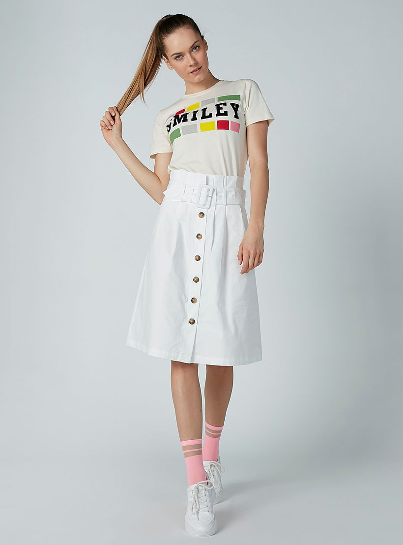 تنورة سادة إيه لاين متوسطة الطول بأزرار وخصر بيبرباج-women-clothing-bottoms-skirts-image-1