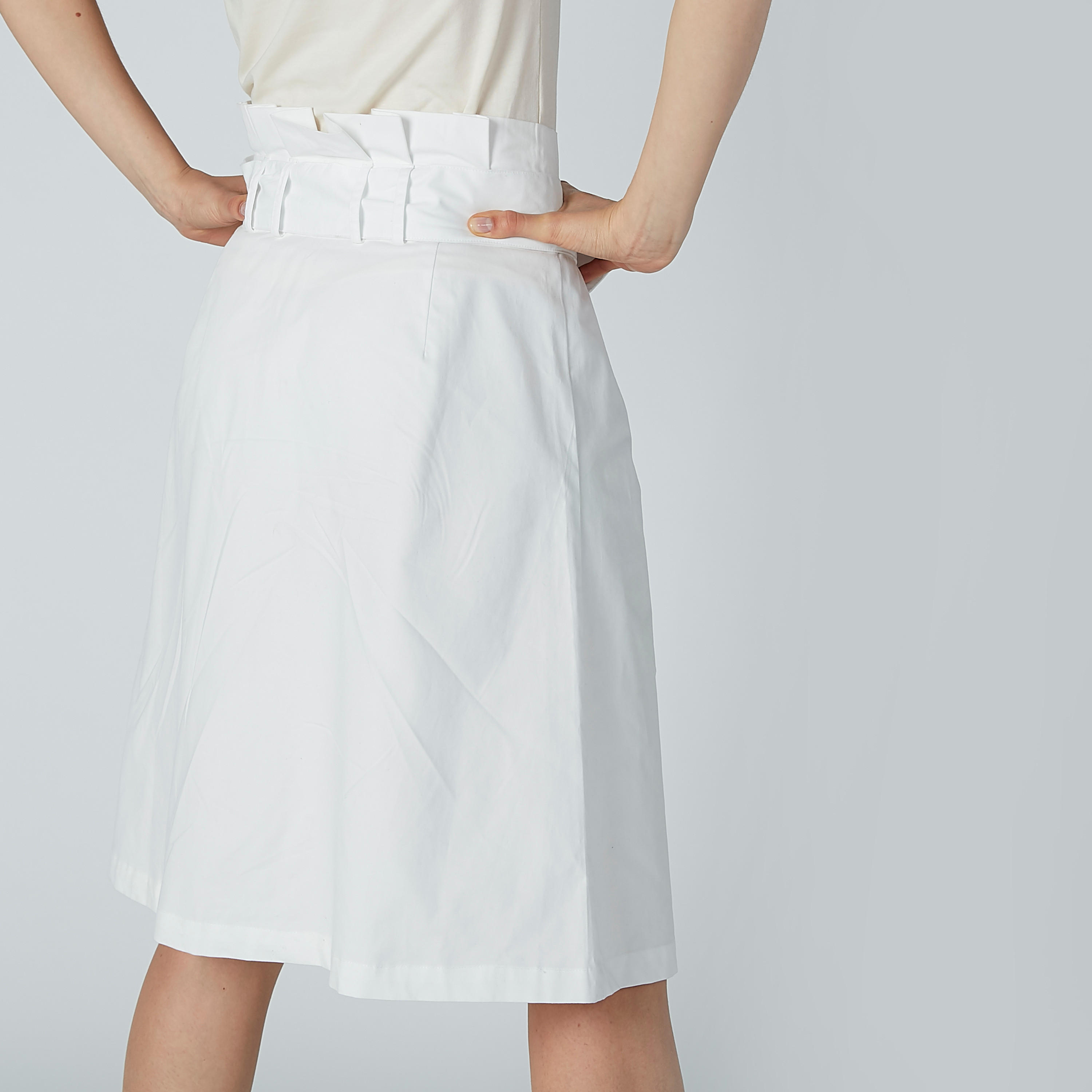 تنورة سادة إيه لاين متوسطة الطول بأزرار وخصر بيبرباج-women-clothing-bottoms-skirts-image-4