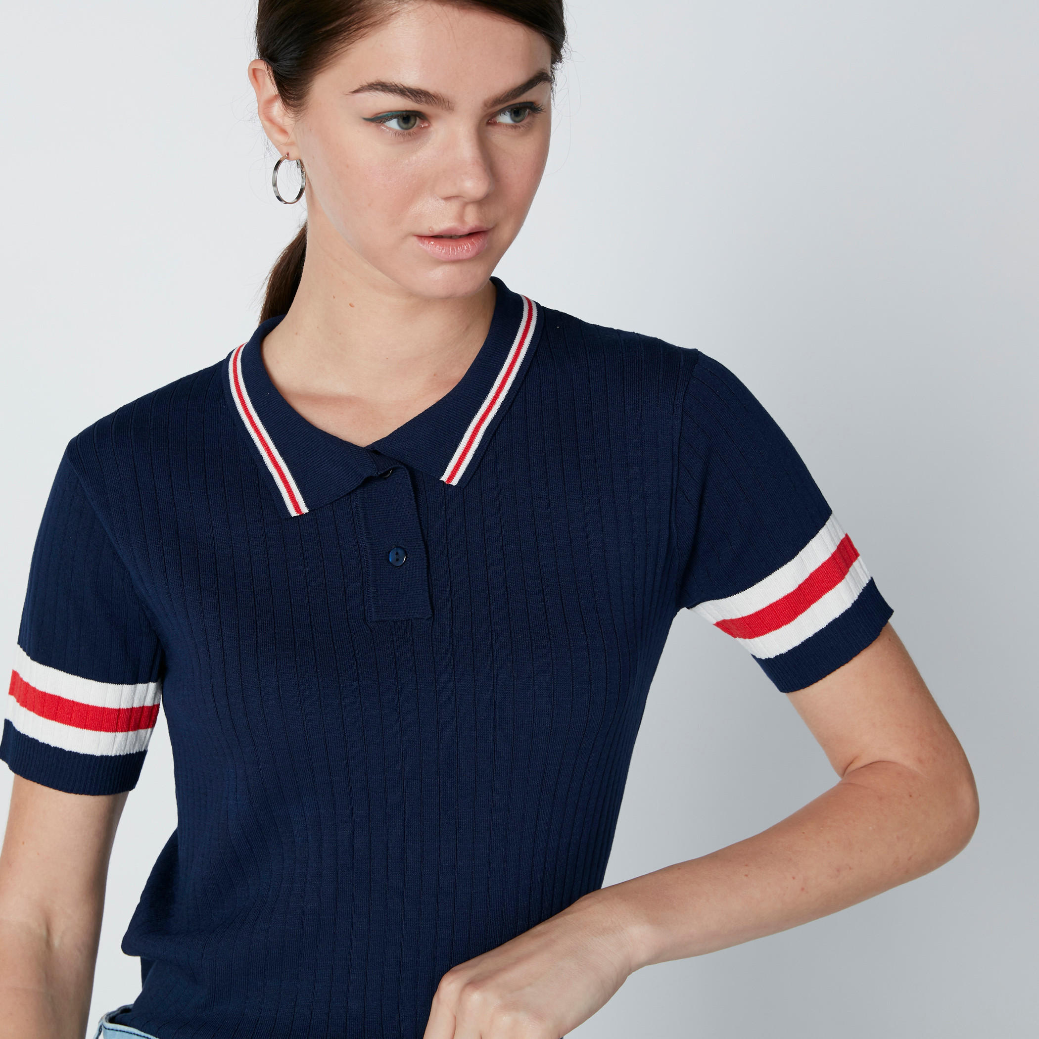 تيشيرت بياقة بولو وأكمام قصيرة-women-clothing-tshirts-image-1