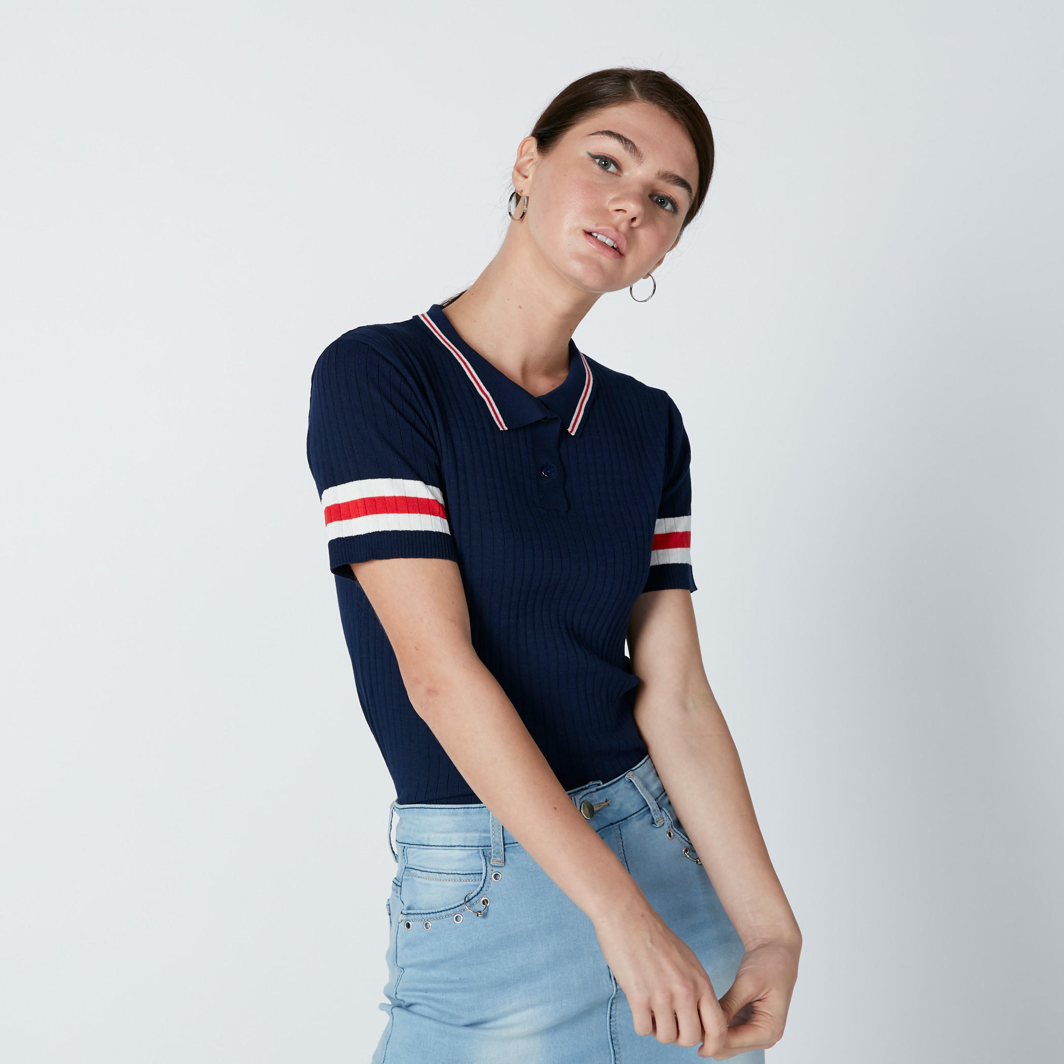 تيشيرت بياقة بولو وأكمام قصيرة-women-clothing-tshirts-image-4