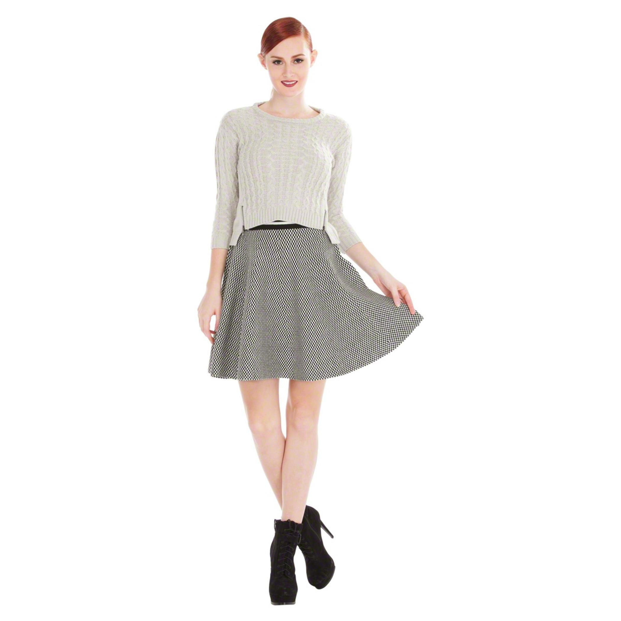 Chequered Skater Skirt-women-clothing-bottoms-skirts-image-1