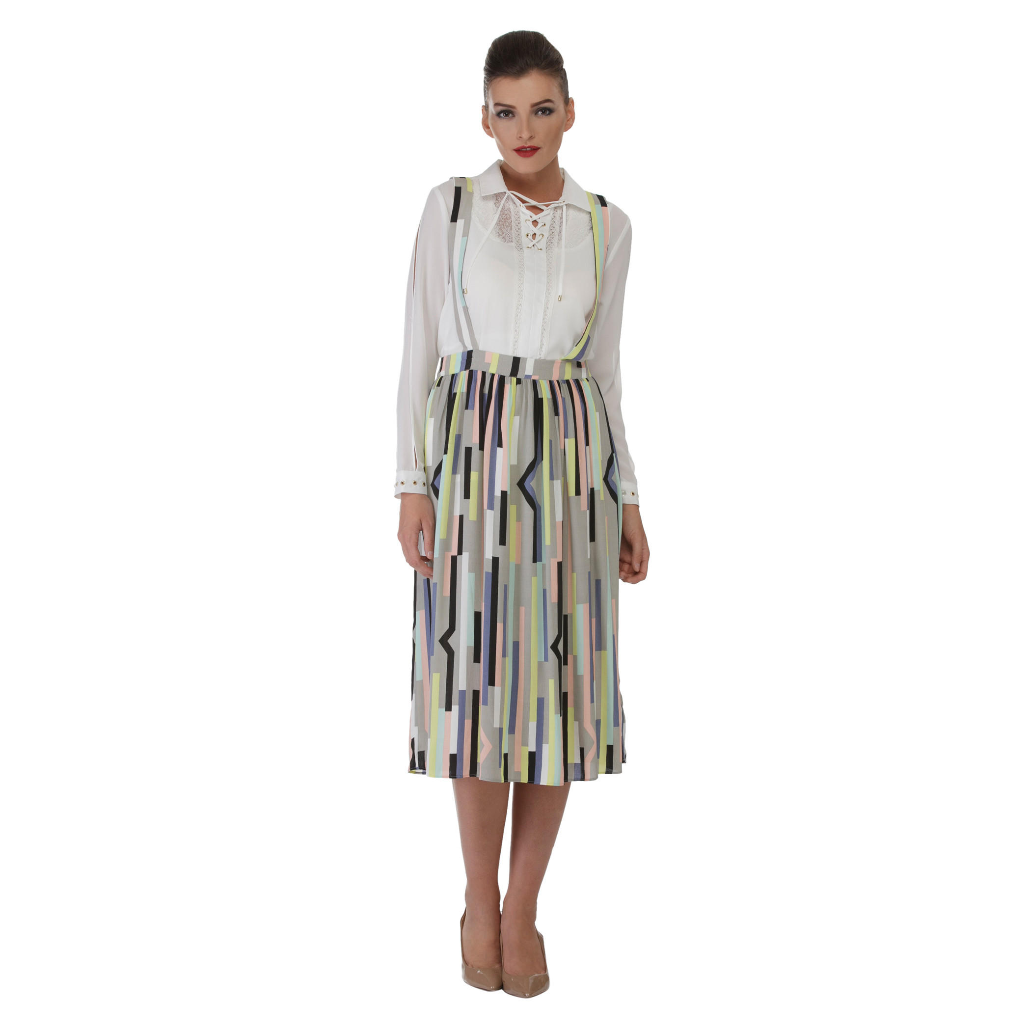 Printed Pinafore Skirt-women-clothing-bottoms-skirts-image-1