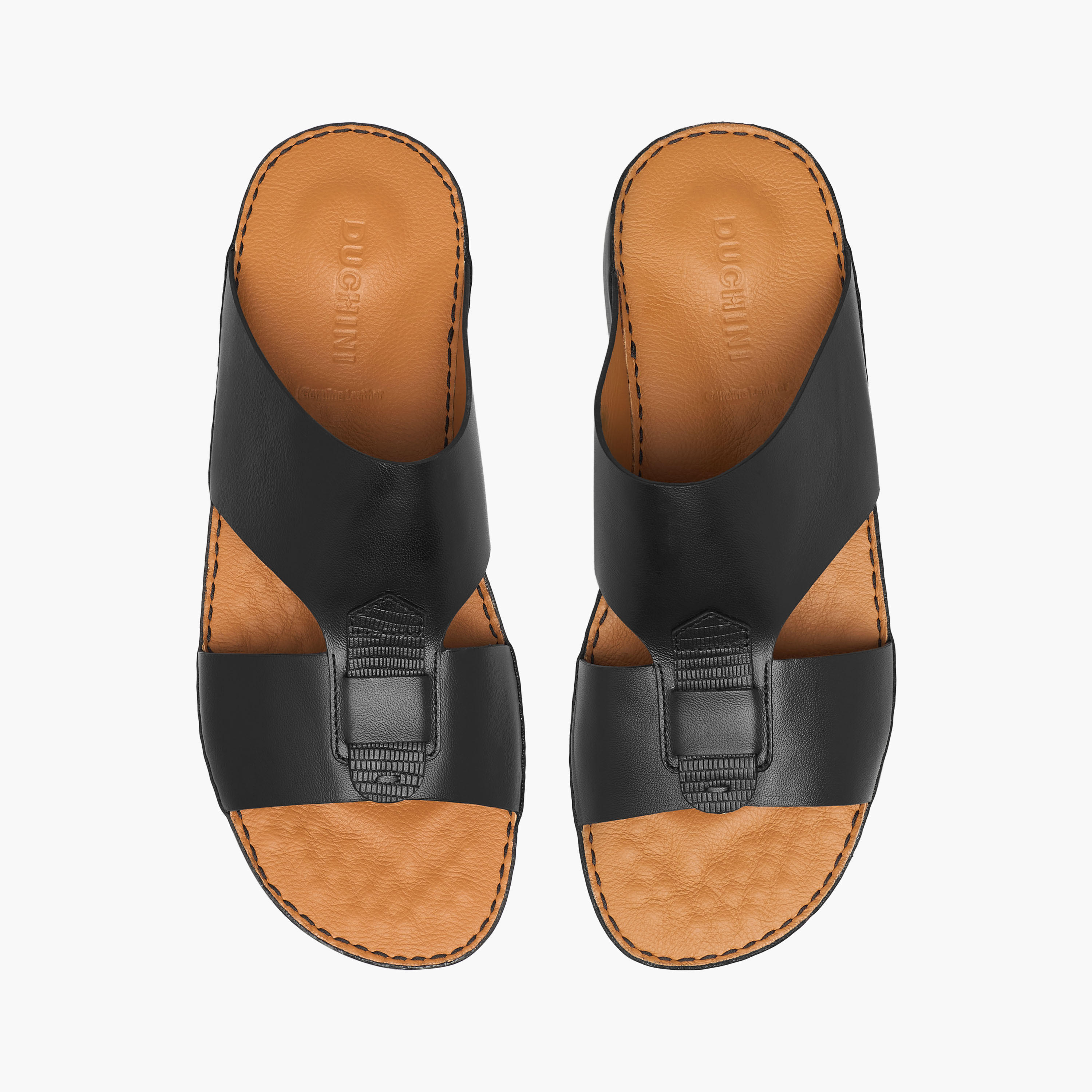 Duchini Men Panelled Leather Arabic Sandals-men-shoes-sandals-image-1