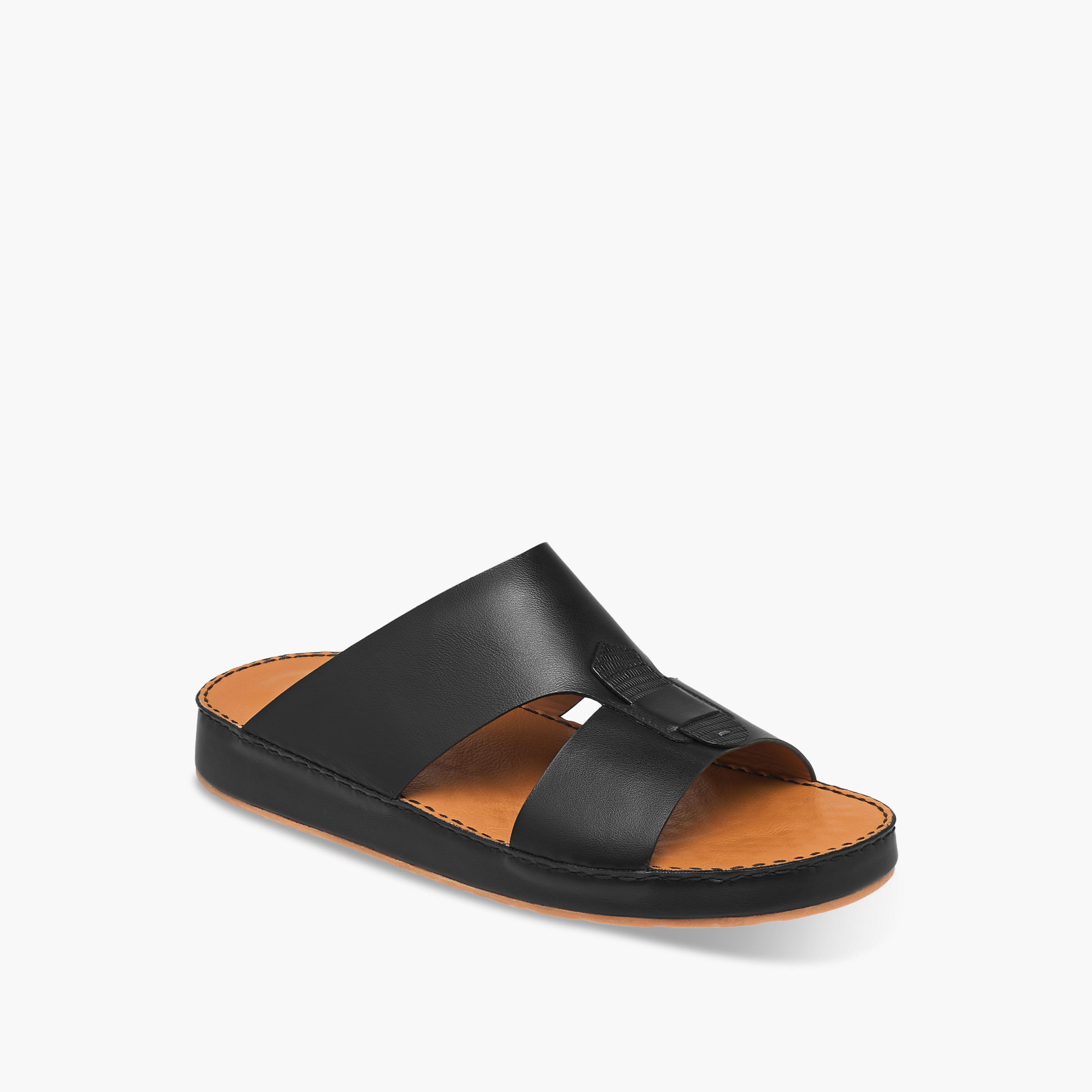 Duchini Men Panelled Leather Arabic Sandals-men-shoes-sandals-image-2
