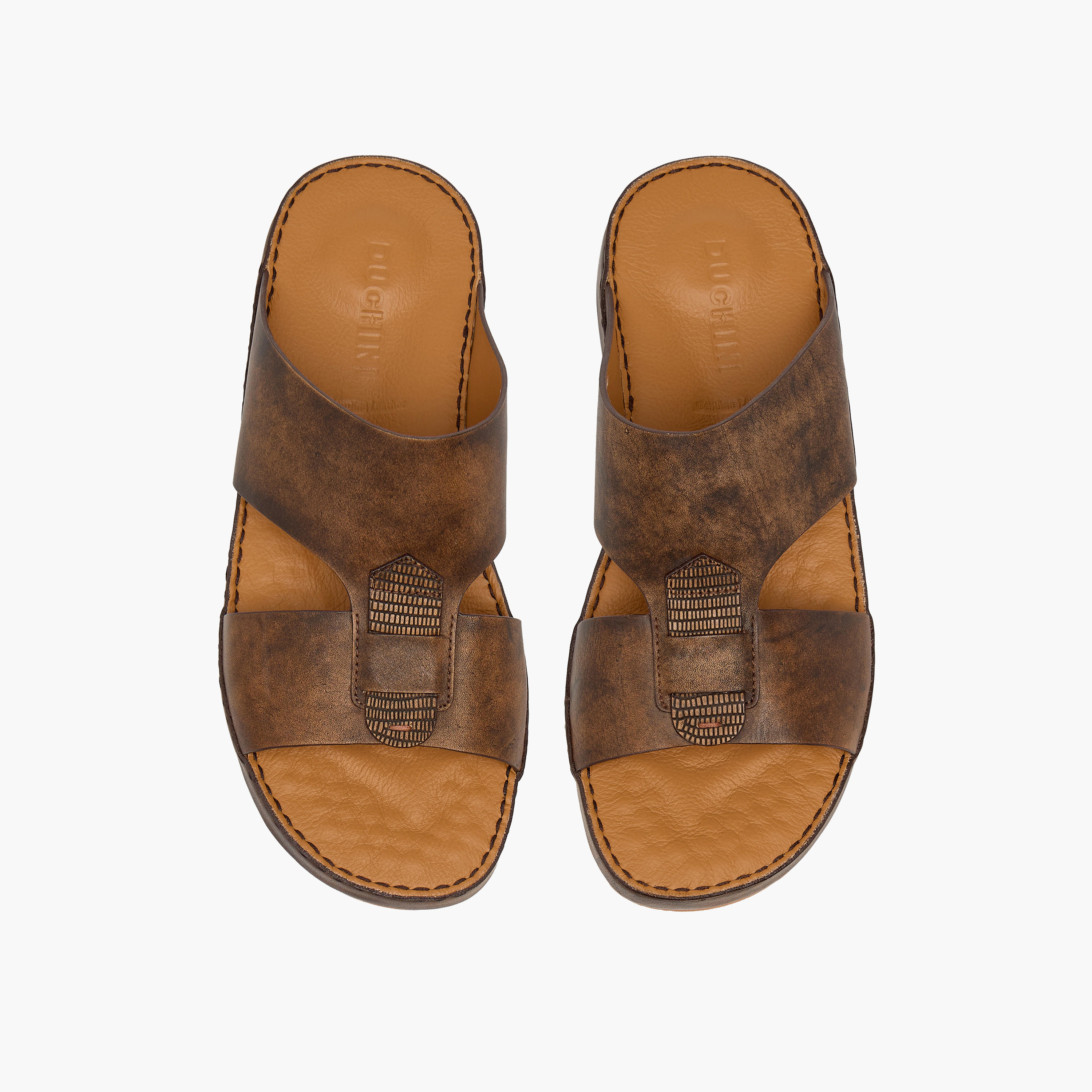 Duchini Men Panelled Leather Arabic Sandals-men-shoes-sandals-image-1
