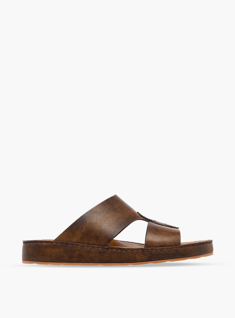 Duchini Men Panelled Leather Arabic Sandals-men-shoes-sandals-image-3