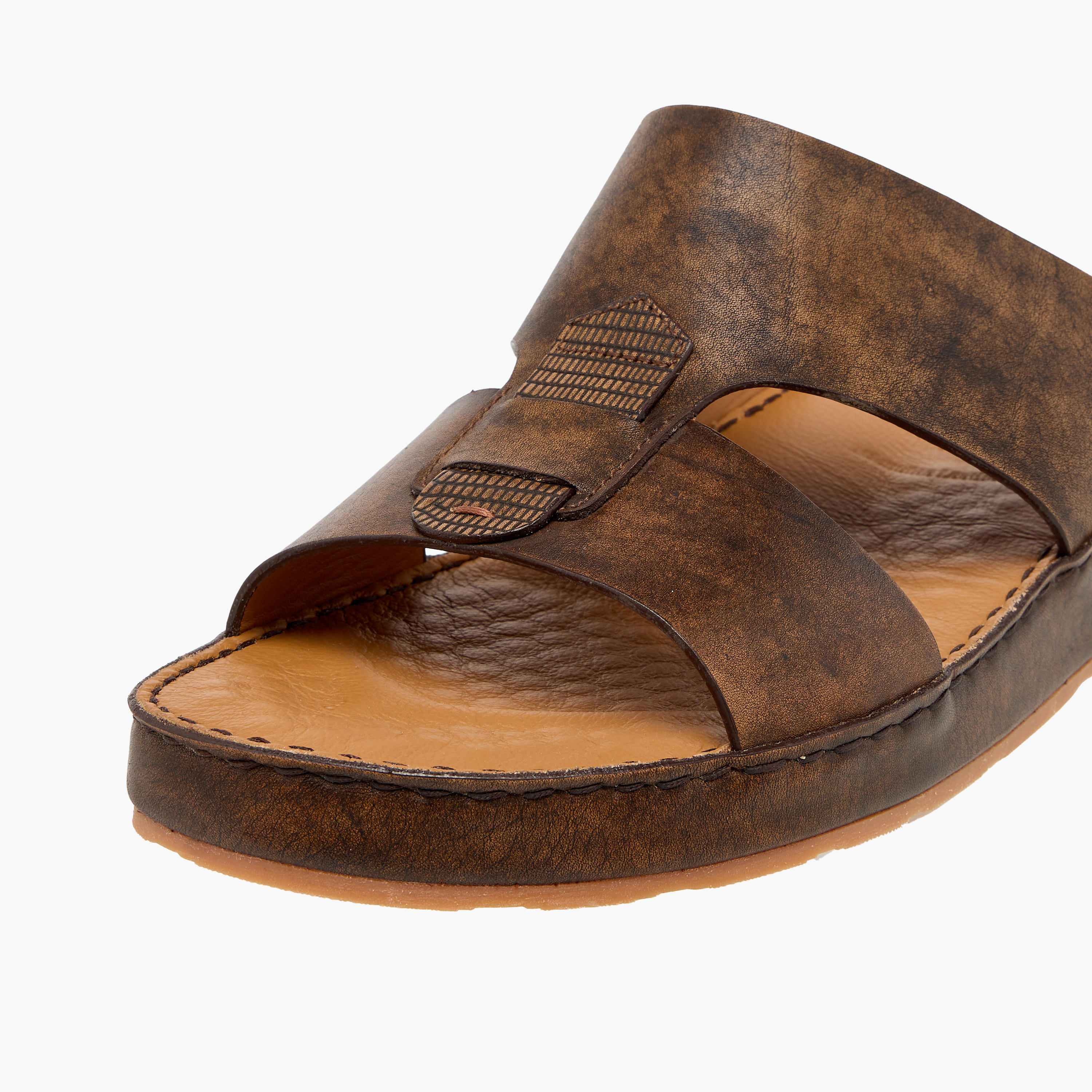 Duchini Men Panelled Leather Arabic Sandals-men-shoes-sandals-image-4