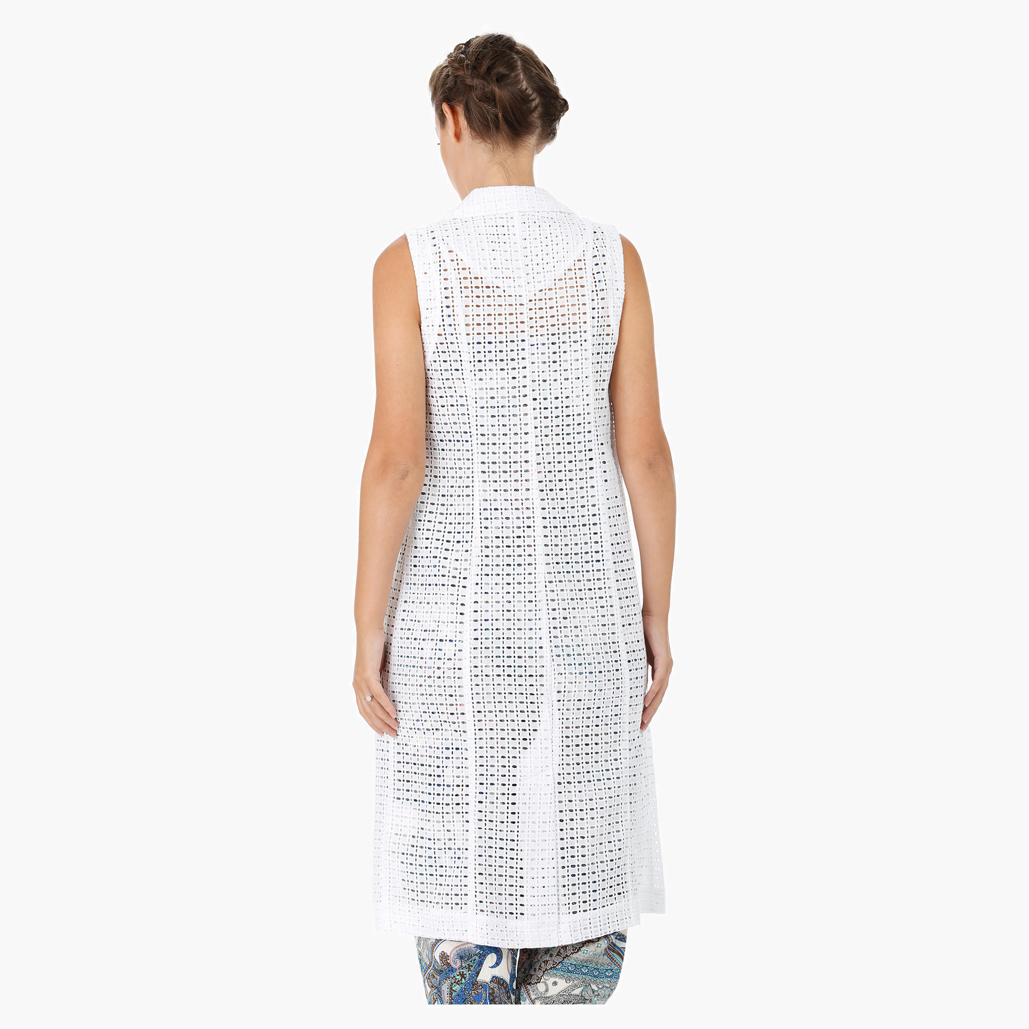 Sleeveless Long Jacket with Schiffli Work-women-clothing-cardigansandjumpers-jumpers-image-4
