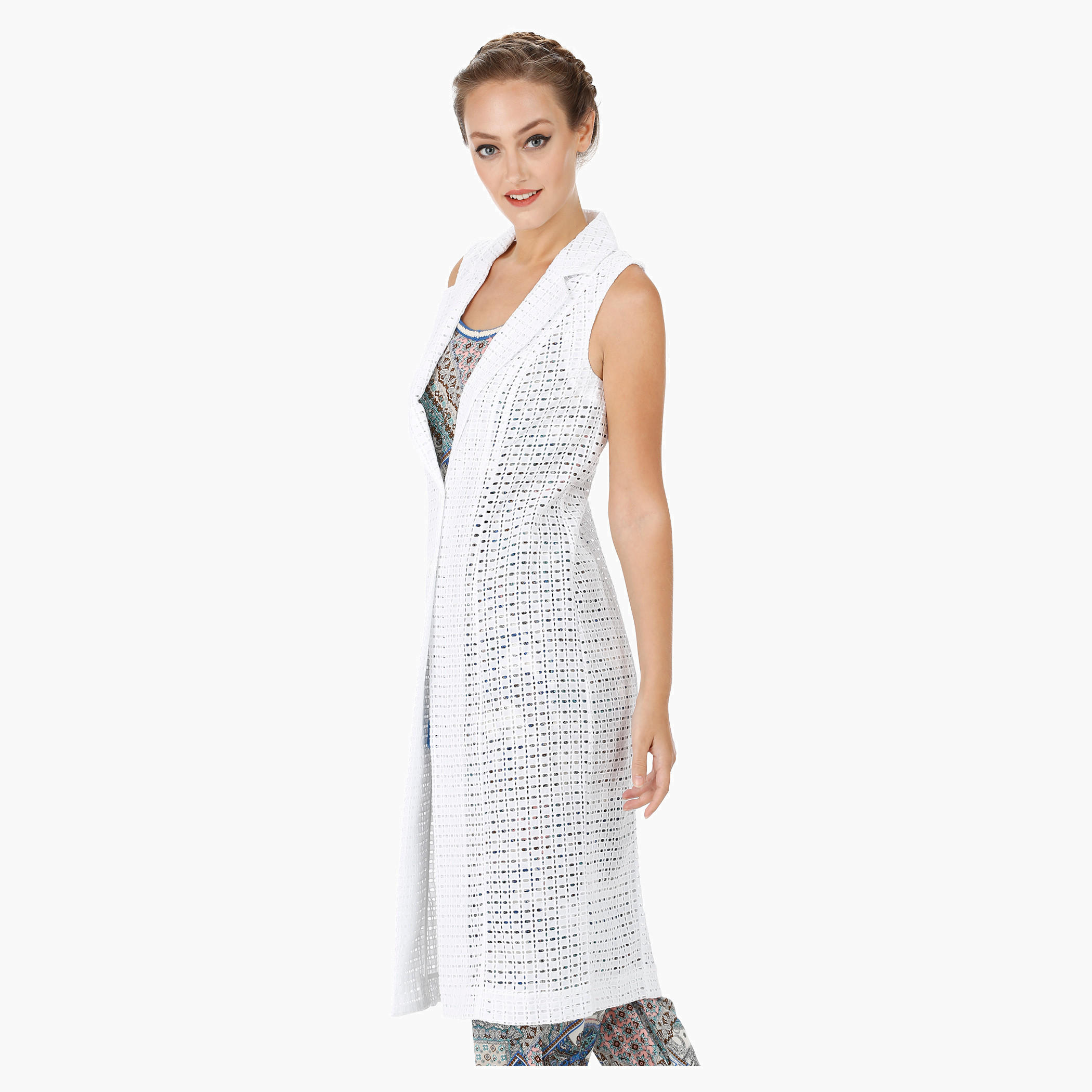 Sleeveless Long Jacket with Schiffli Work-women-clothing-cardigansandjumpers-jumpers-image-3