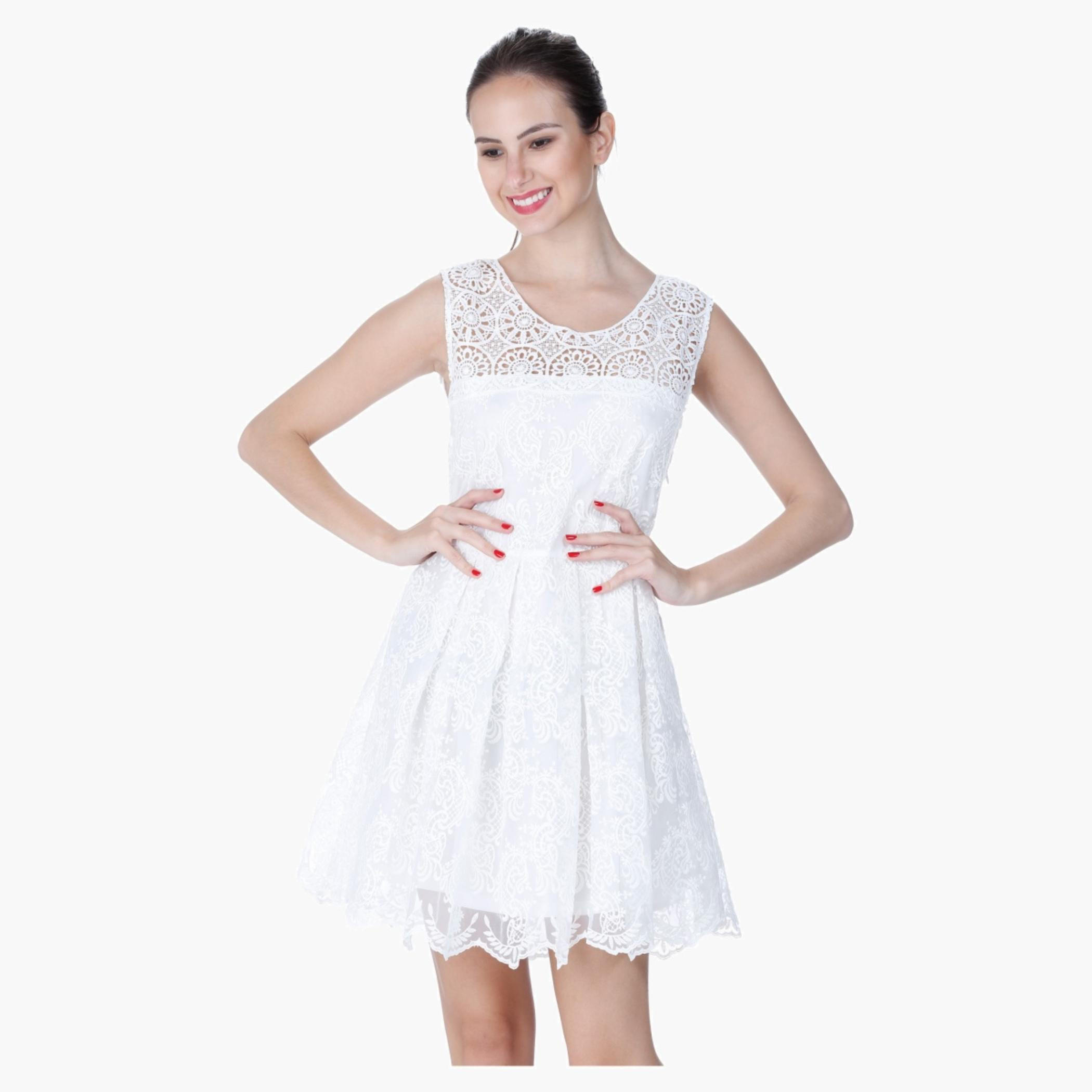 Sleeveless Lace Skater Dress-women-clothing-dresses-image-1