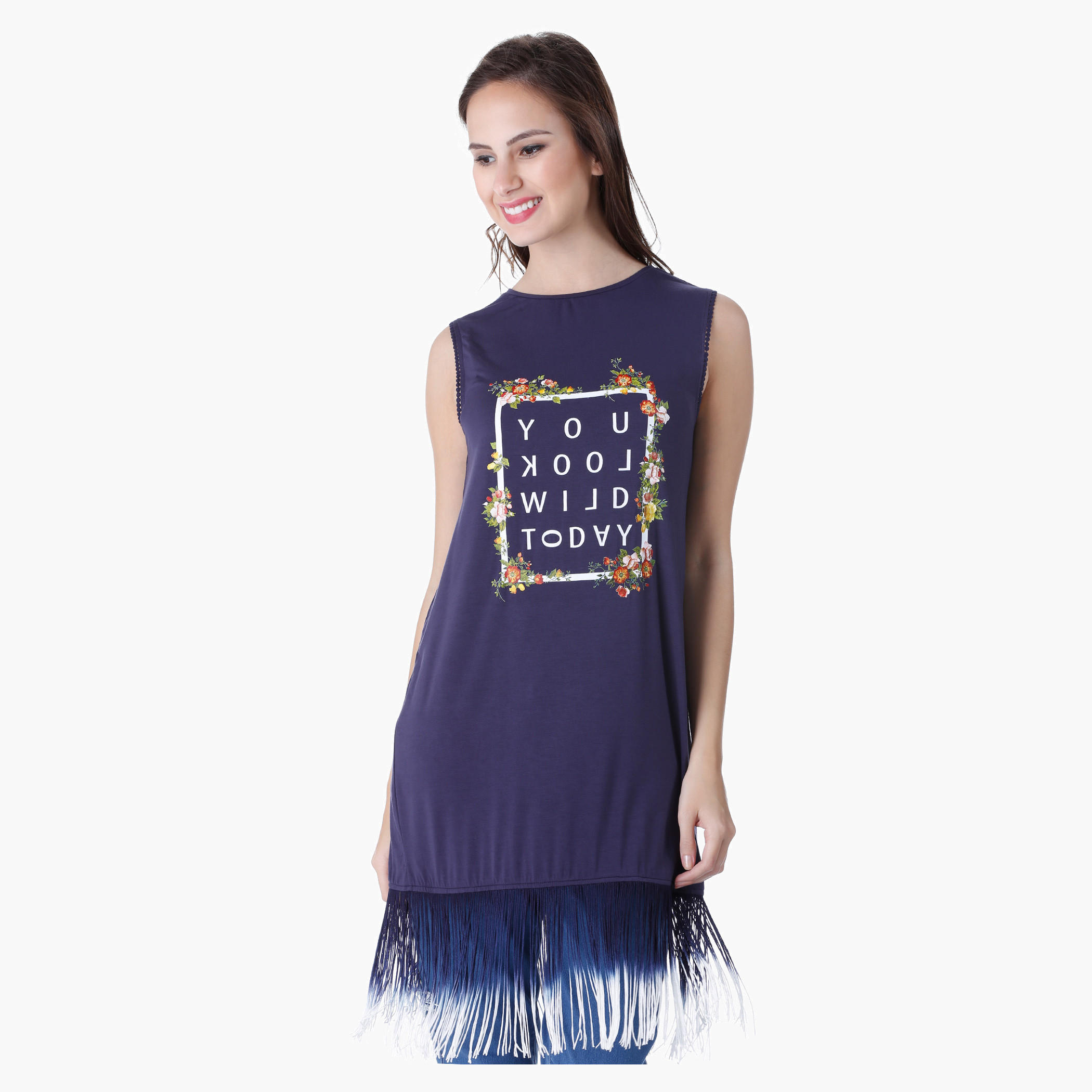 Printed Top with Fringe Embellishment-women-clothing-tshirts-image-1