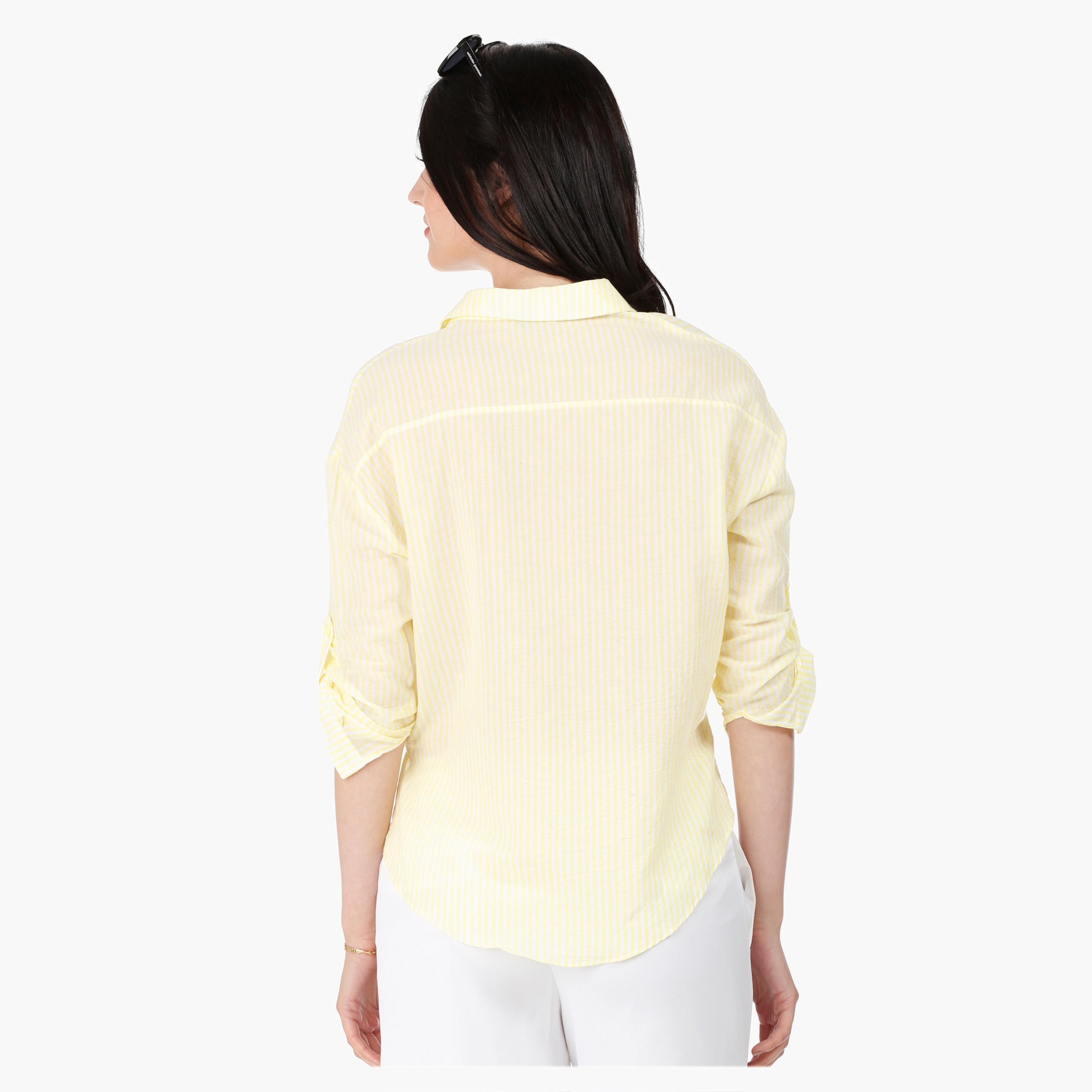 Tie-Up Cotton Shirt with 3/4 Sleeves in Regular Fit-women-clothing-shirtsandblouses-blouses-image-7