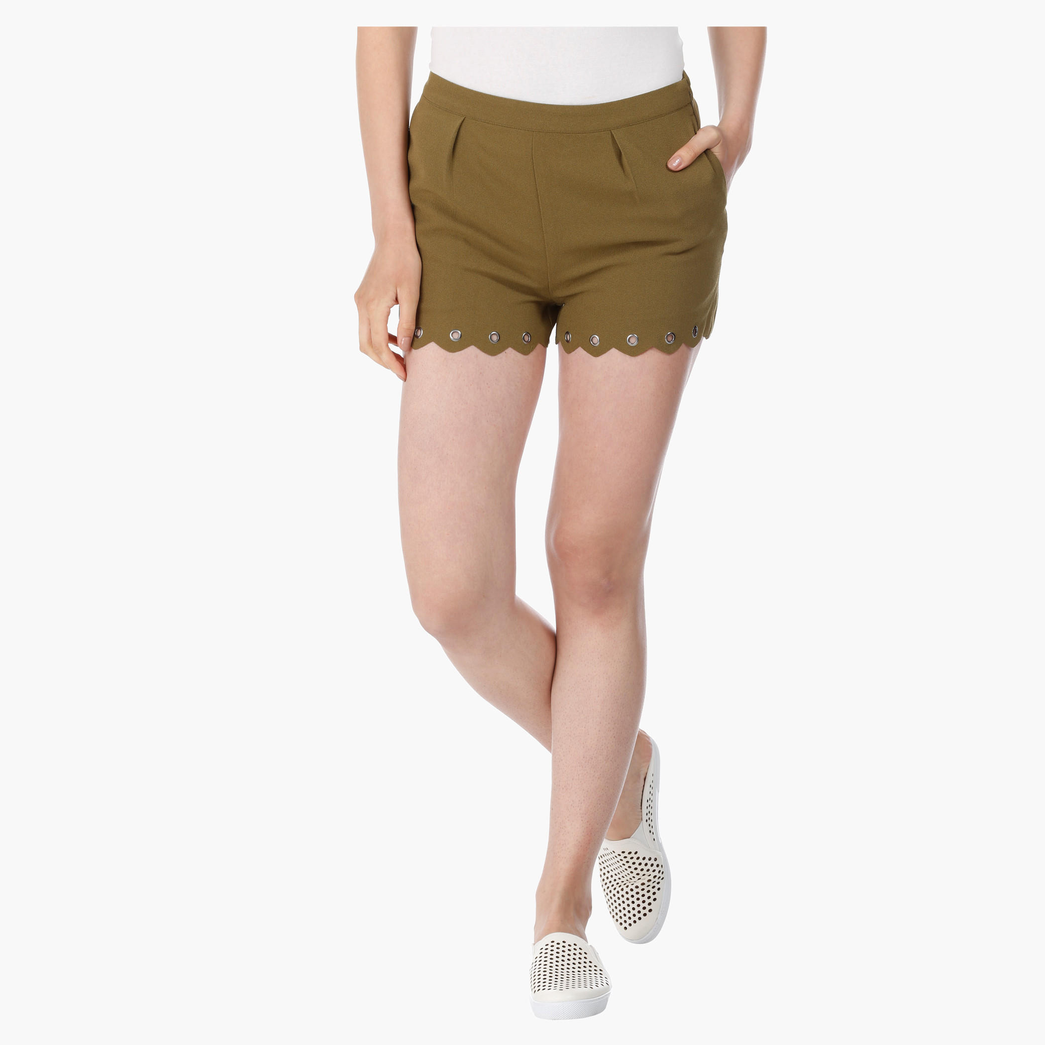 Wide Shorts with Eyelet Detail in Regular Fit-women-clothing-bottoms-shorts-image-1