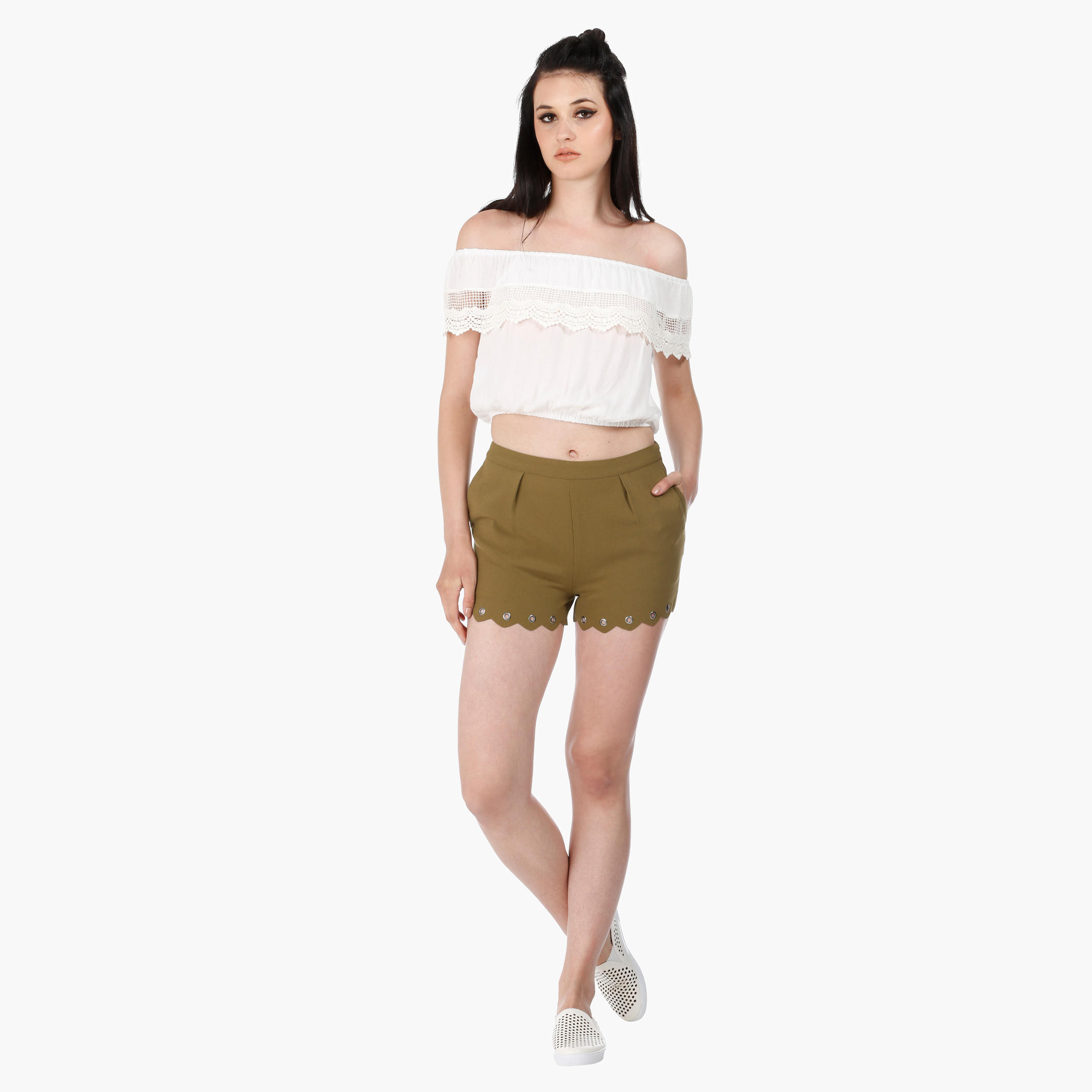 Wide Shorts with Eyelet Detail in Regular Fit-women-clothing-bottoms-shorts-image-5