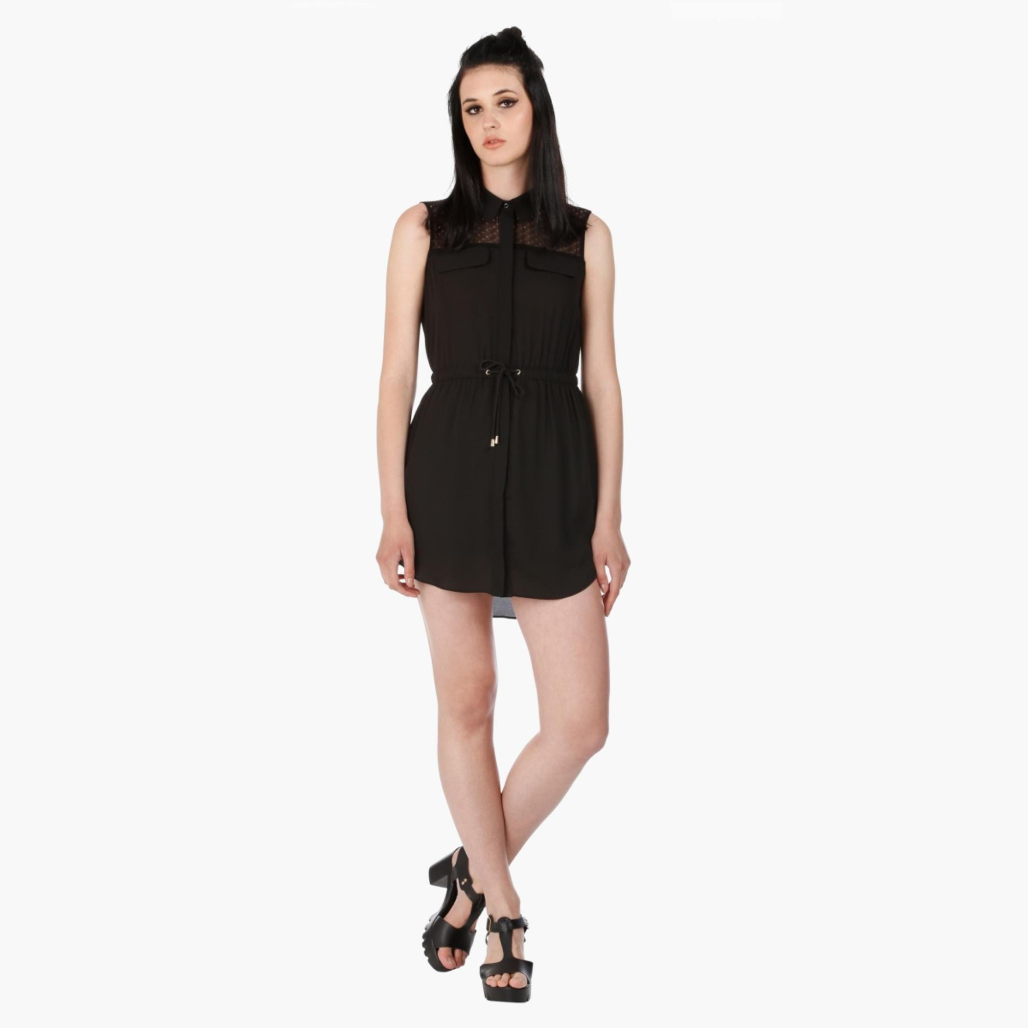 Sleeveless Dress with Perforated Yoke in Regular Fit-women-clothing-dresses-image-5