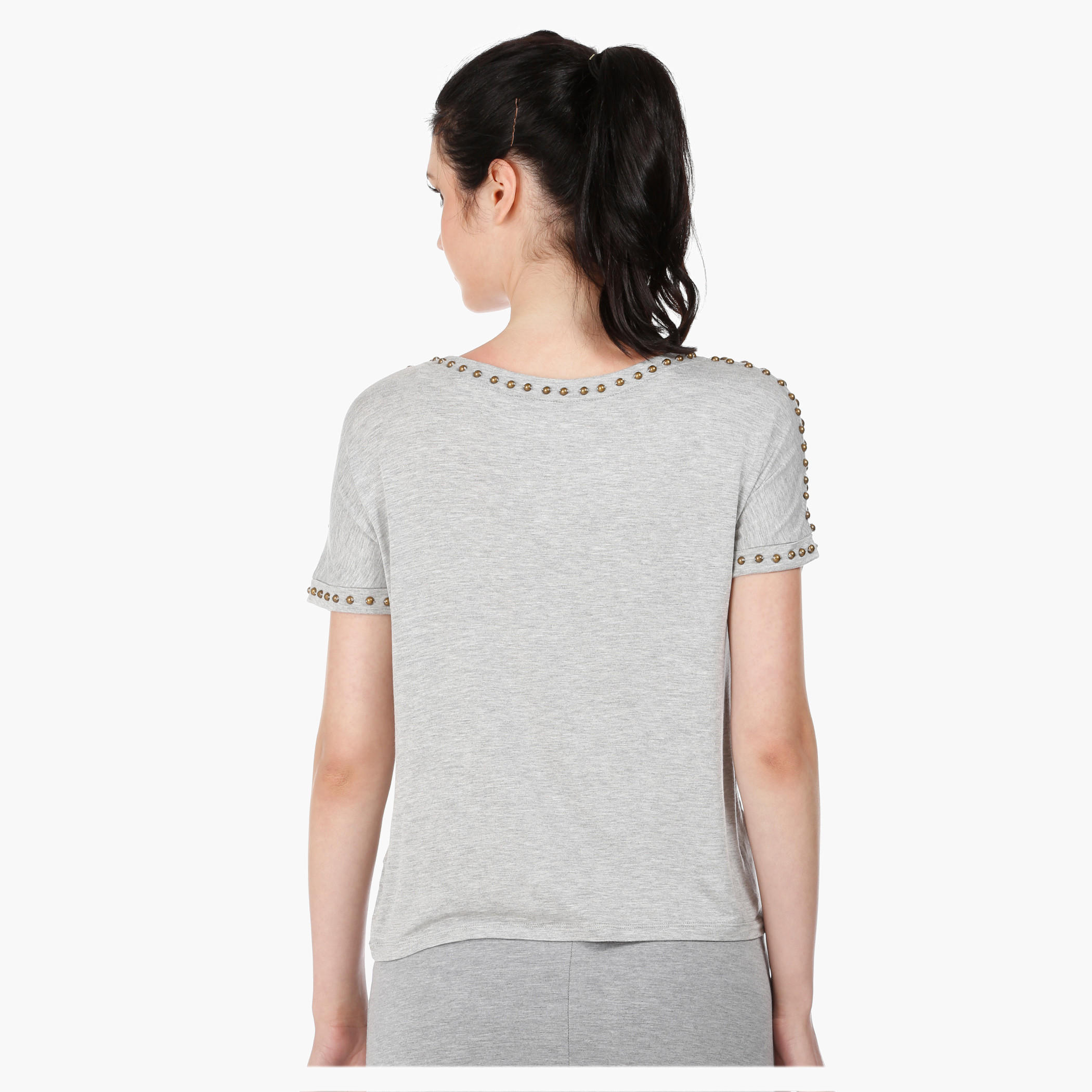 Drop Shoulder Top with Studs in Regular Fit-women-clothing-tshirts-image-9