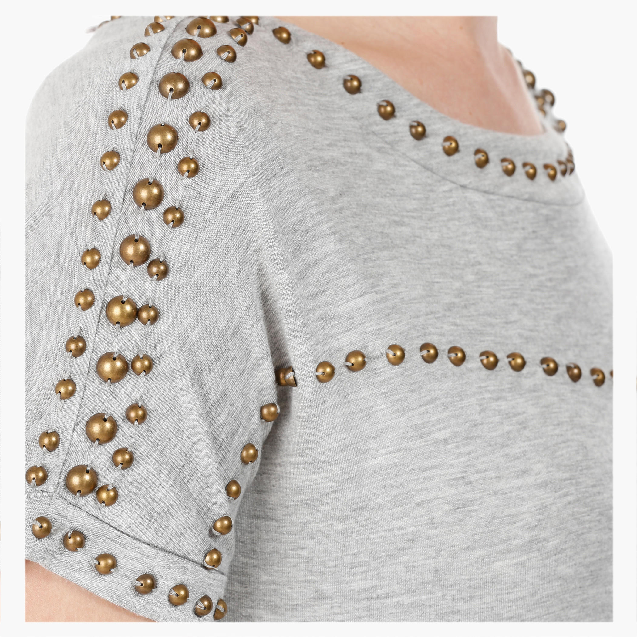 Drop Shoulder Top with Studs in Regular Fit-women-clothing-tshirts-image-7
