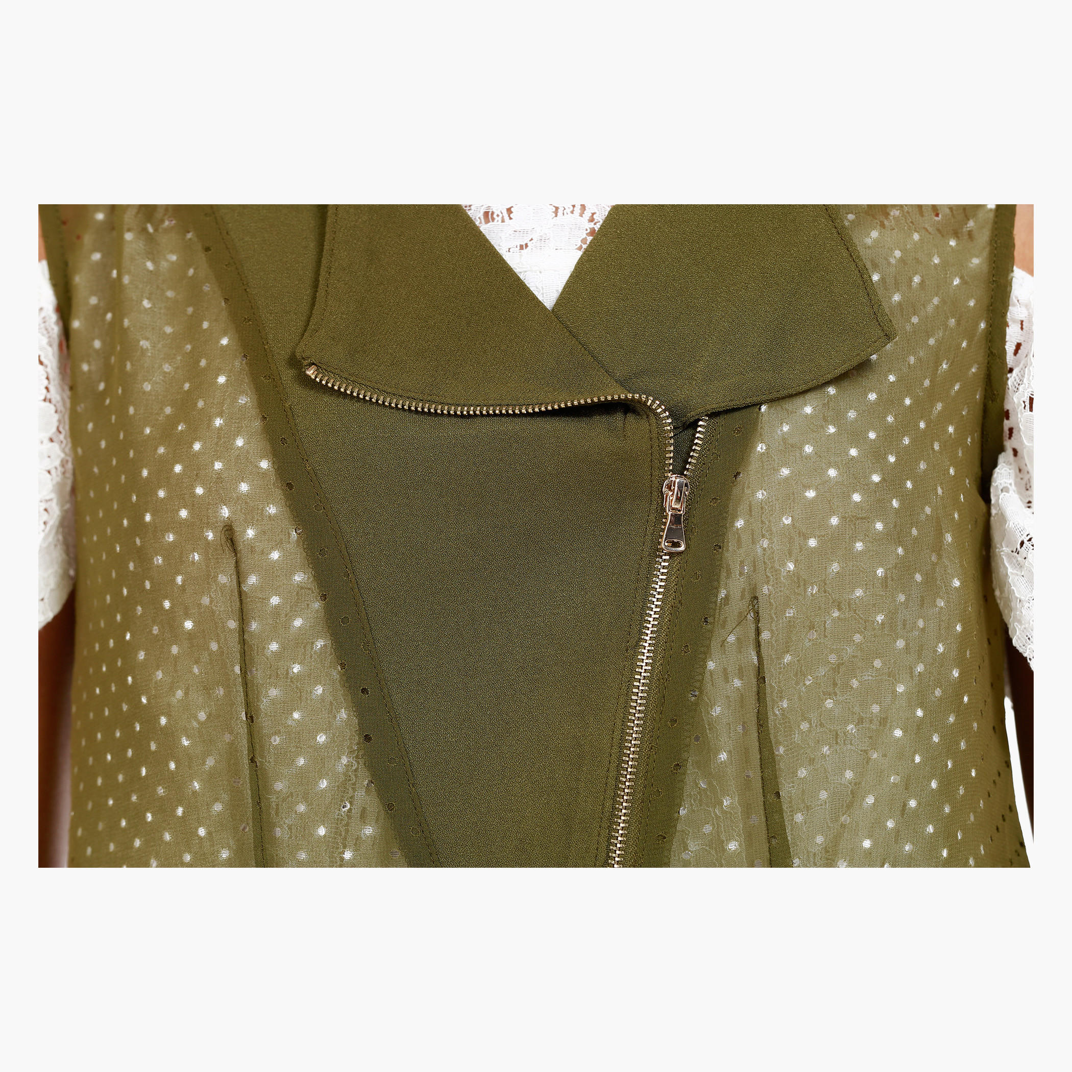 Sleeveless Perforated Longline Jacket with Notched Lapel in Regular Fit-women-clothing-shirtsandblouses-blouses-image-4